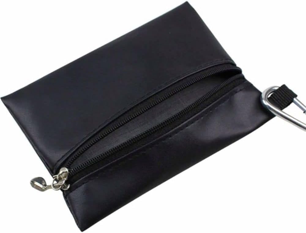 Premium Black Mini Golf Tee Pouch Bag - Durable Leather Golf Ball & Tee Storage with Zipper | Golf Club Accessories & Sports Supplies | Perfect for Golf Course, Driving Range & Travel Use