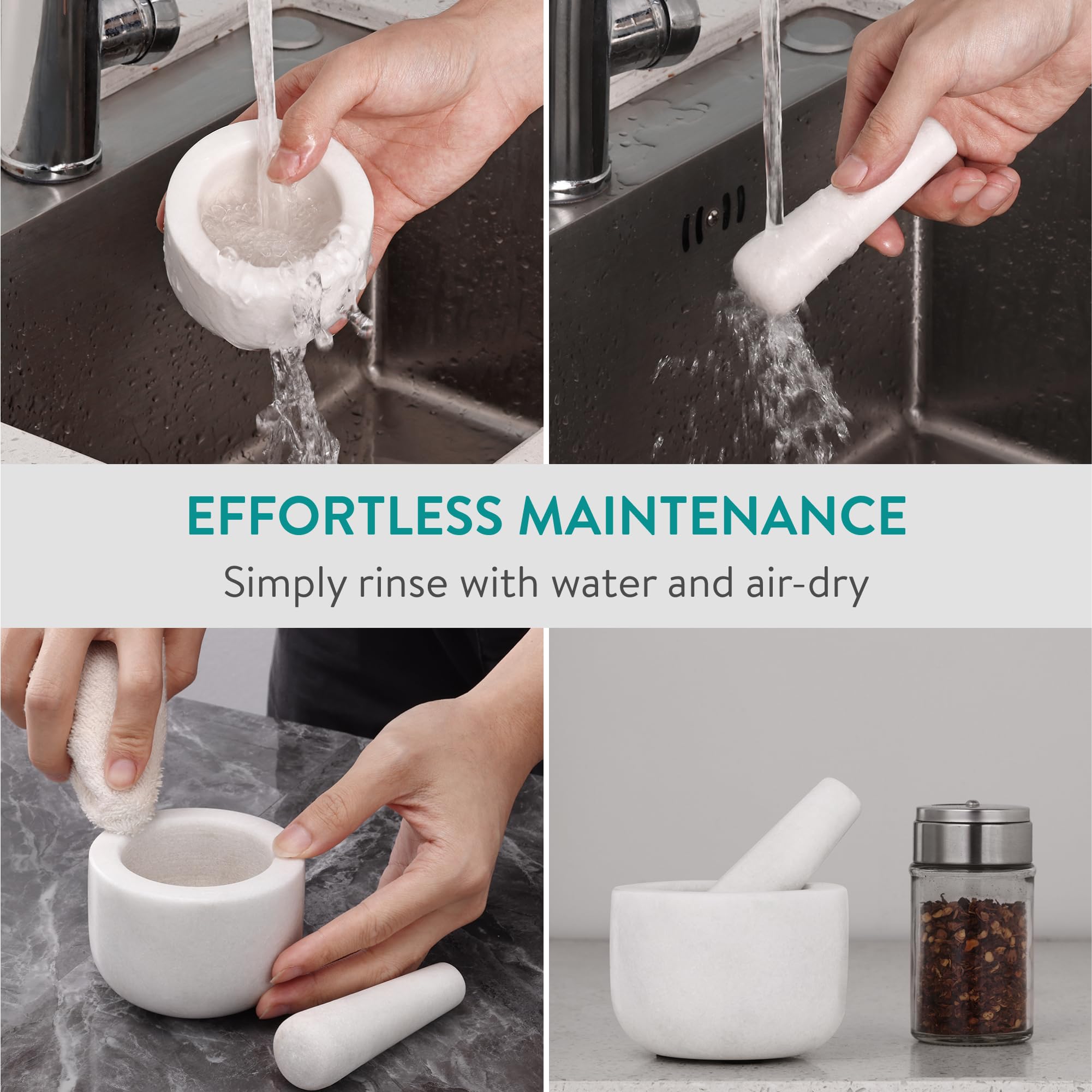 Premium White Marble Mortar and Pestle Set - 3.3