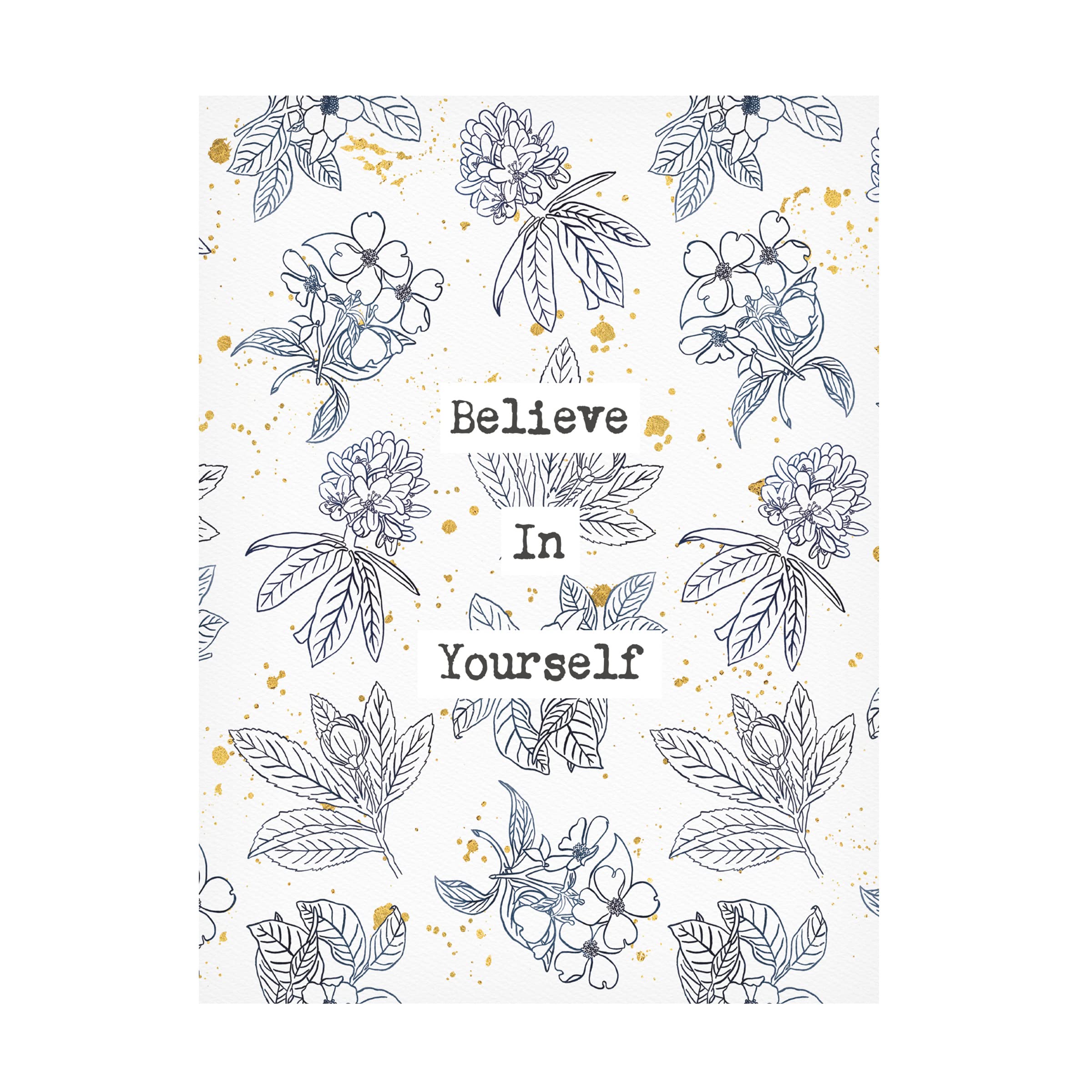 Trademark Fine Art 'Indigo Blooms Believe' Canvas Wall Art Print by Wild Apple Portfolio - 35x47 Inches, Modern Home Decor for Living Room, Bedroom & Office