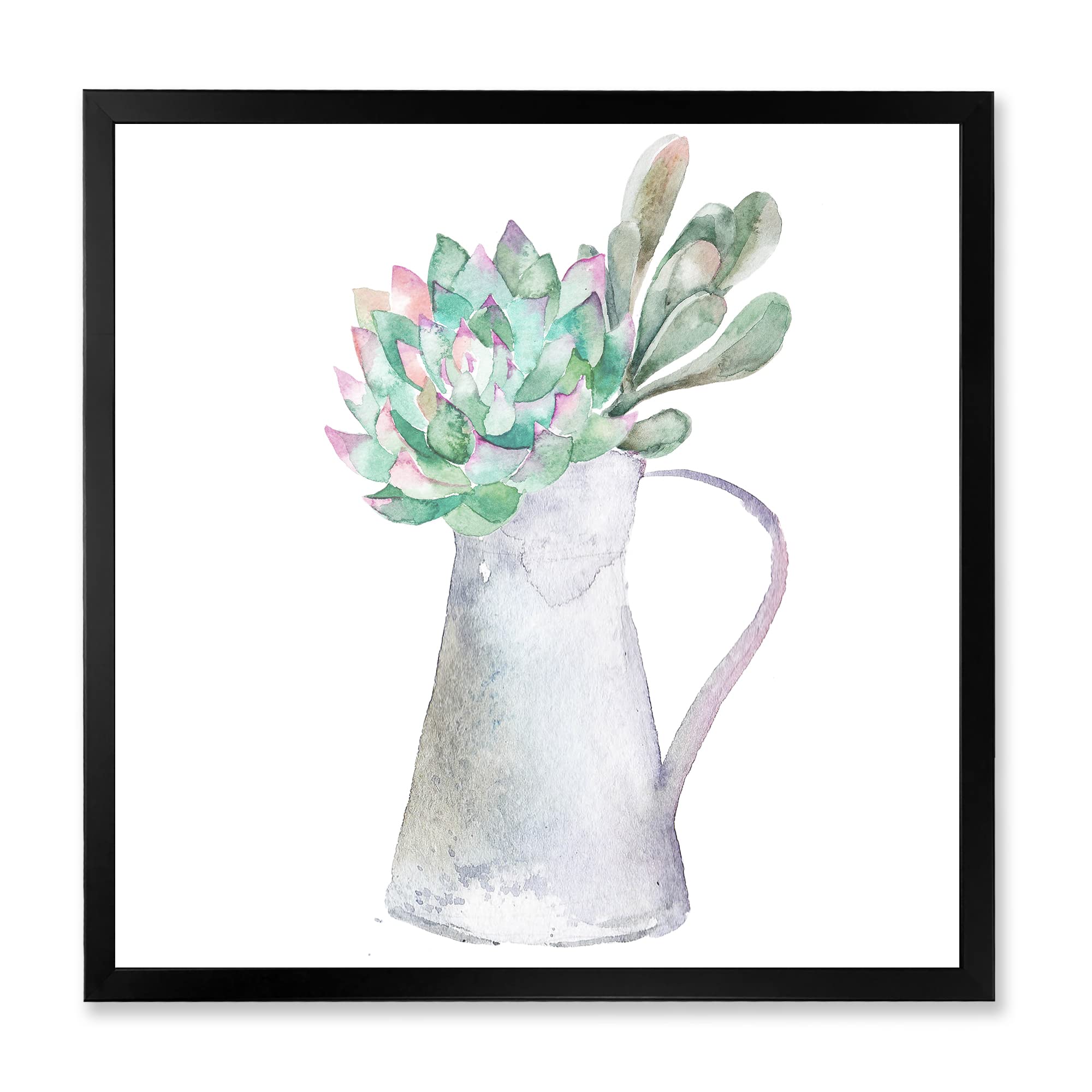 DesignQ Succulent Home Plant Traditional Framed Wall Art - Elegant Botanical Decor for Living Room, Bedroom & Office | Perfect Housewarming Gift for Plant Lovers