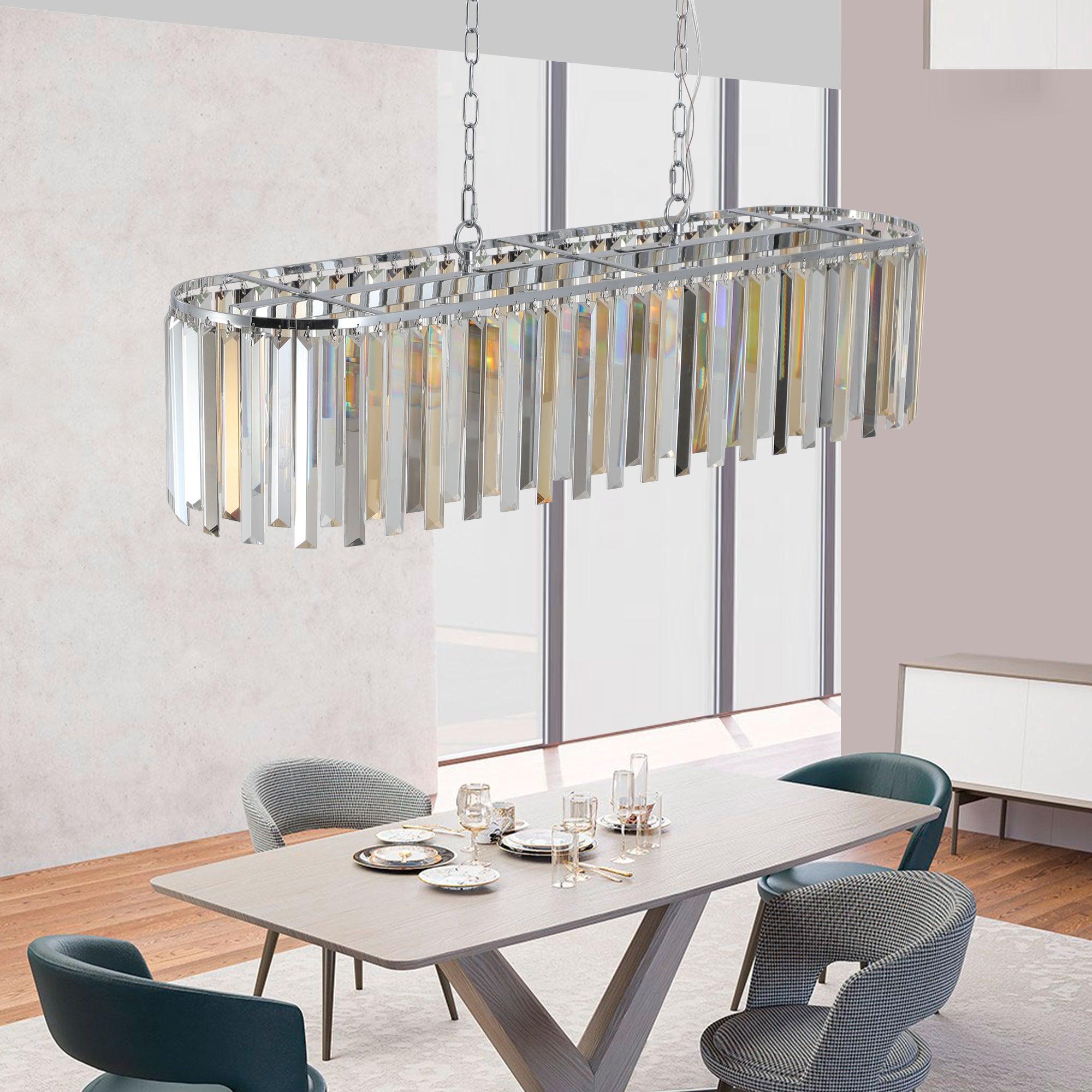 Elegant 39-Inch Crystal Ceiling Chandelier with Metal Frame & K9 Crystals - Perfect for Dining Room, Living Room, or Bedroom Lighting Decor