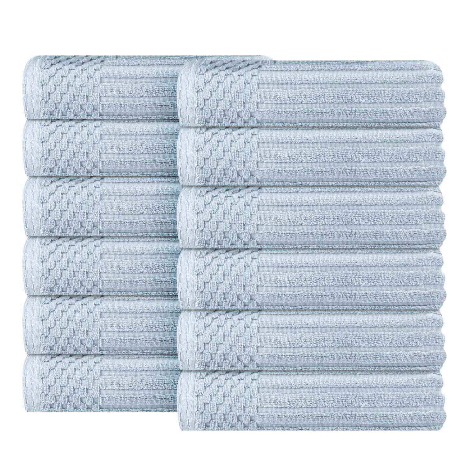 Ultra Soft Soho Ribbed Cotton Face Towels - Set of 12, Highly Absorbent & Gentle for Daily Skincare, Makeup Removal & Spa Use