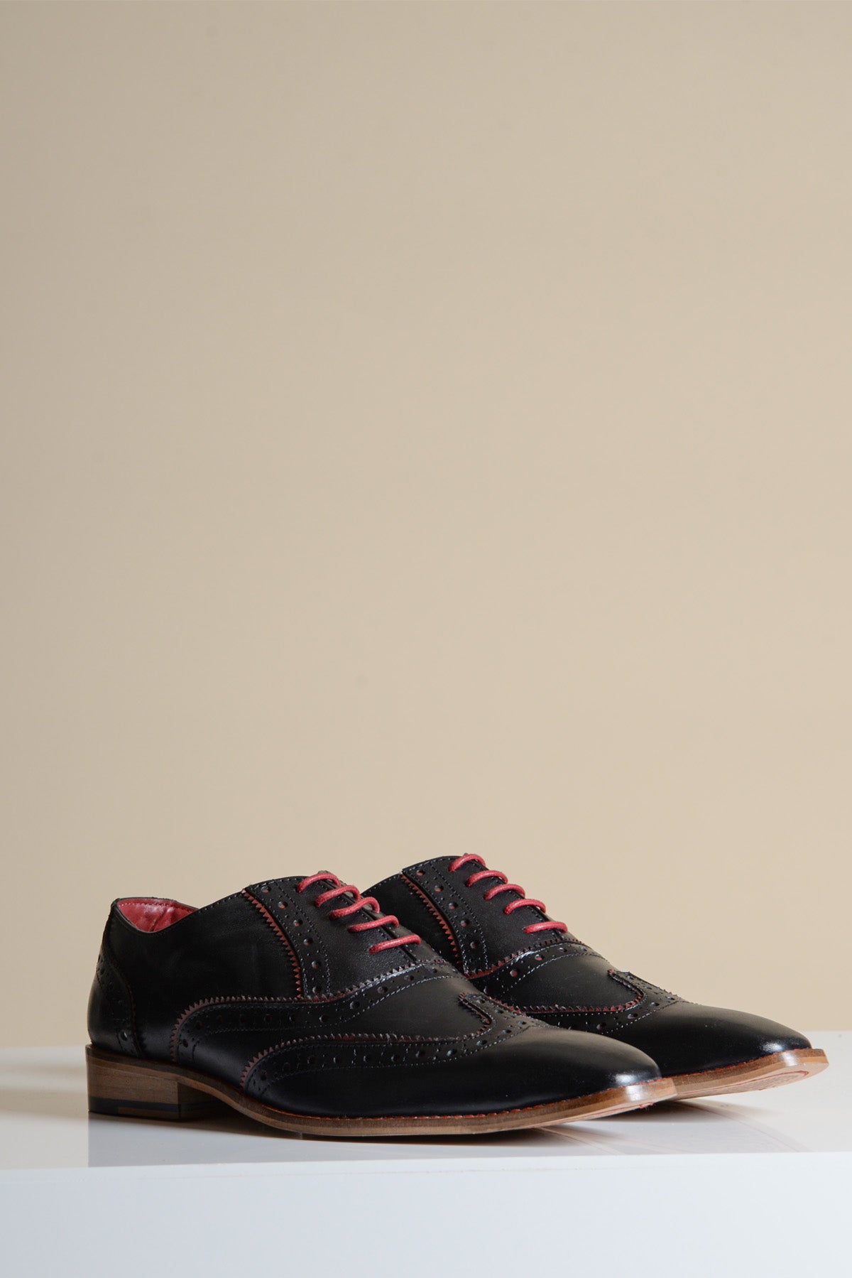 MARCO Black Bordeaux Leather Wingtip Oxford Shoes for Men - Classic Dress Shoes for Business, Formal & Wedding Occasions