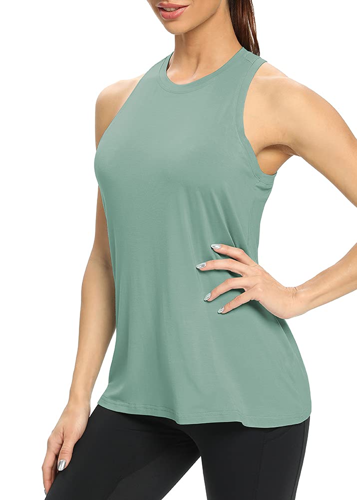Mippo Women's High Neck Racerback Tank Top - Loose Fit Workout Shirt for Yoga, Gym & Running | Breathable Athletic Top for Women | Perfect for Fitness, Exercise & Casual Wear