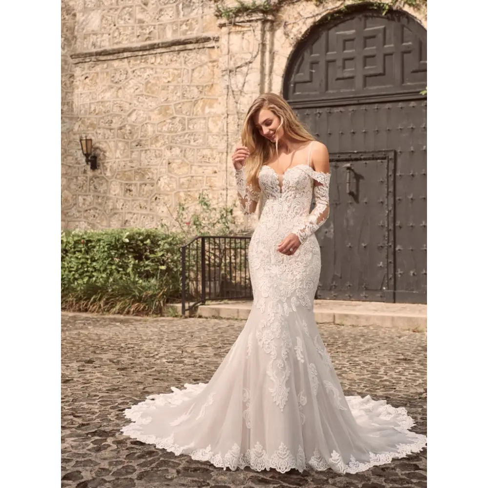 Maggie Sottero Fiona Detachable Long Sleeve Wedding Dress - Elegant Lace Bridal Gown for Church Ceremony & Formal Reception