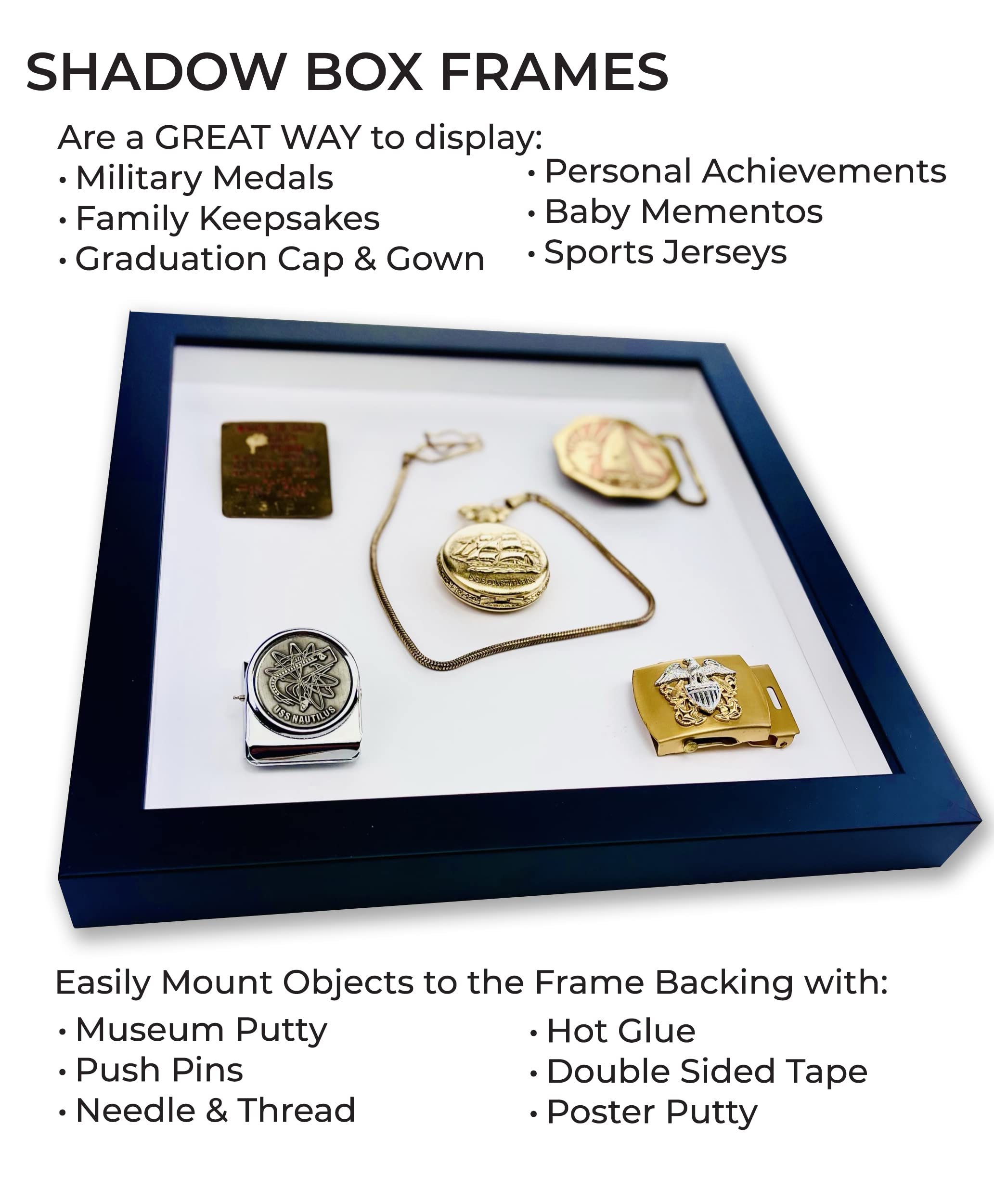 Black 20x24 Wood Shadow Box Display Frame with Grey Acid-Free Backing & UV Protective Acrylic - 3/4