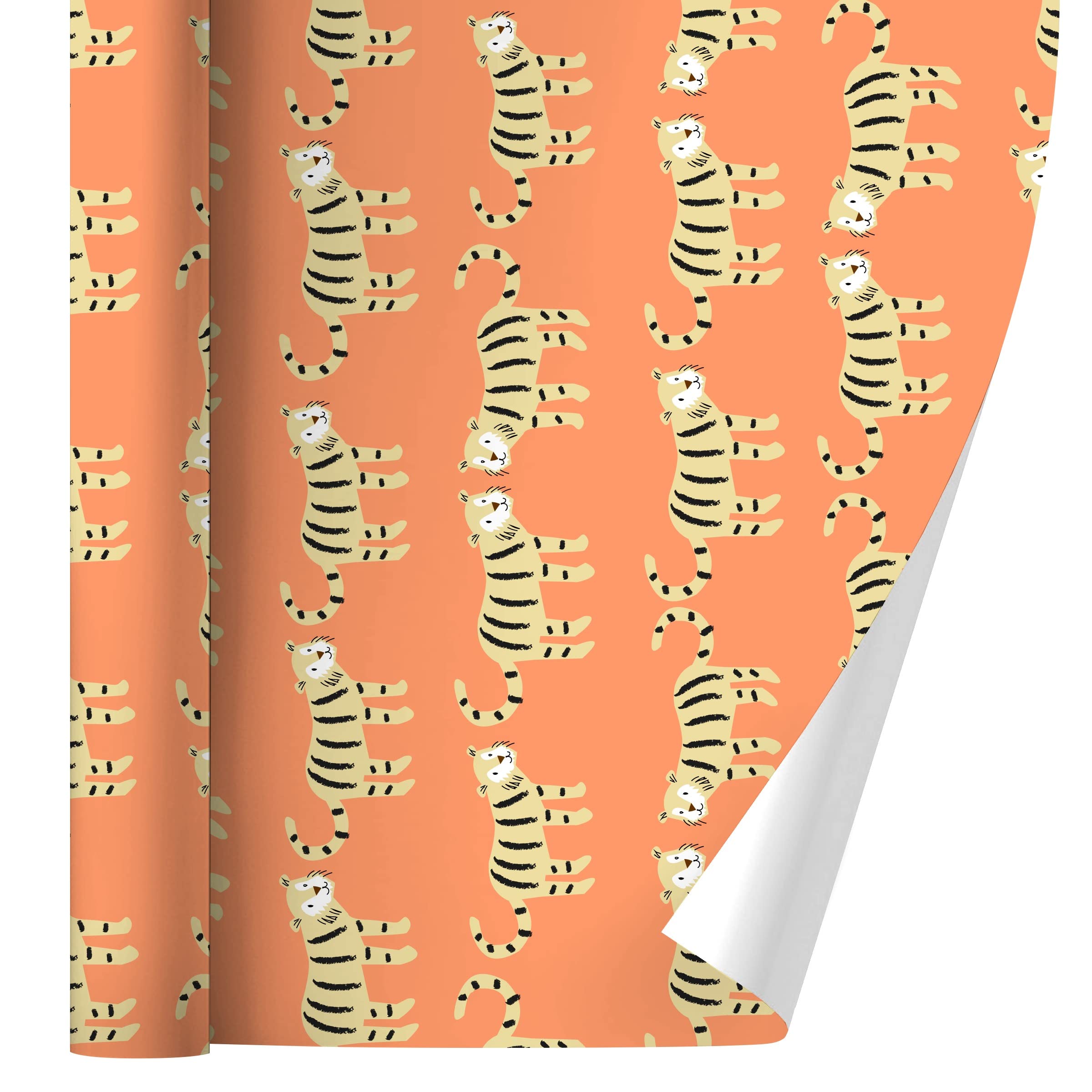 Happy Tigers Gift Wrap - 3 Rolls of Colorful Wrapping Paper for Birthday, Christmas & Holiday Presents - Premium Tiger Print Design for Party Decorations & Gift Packaging