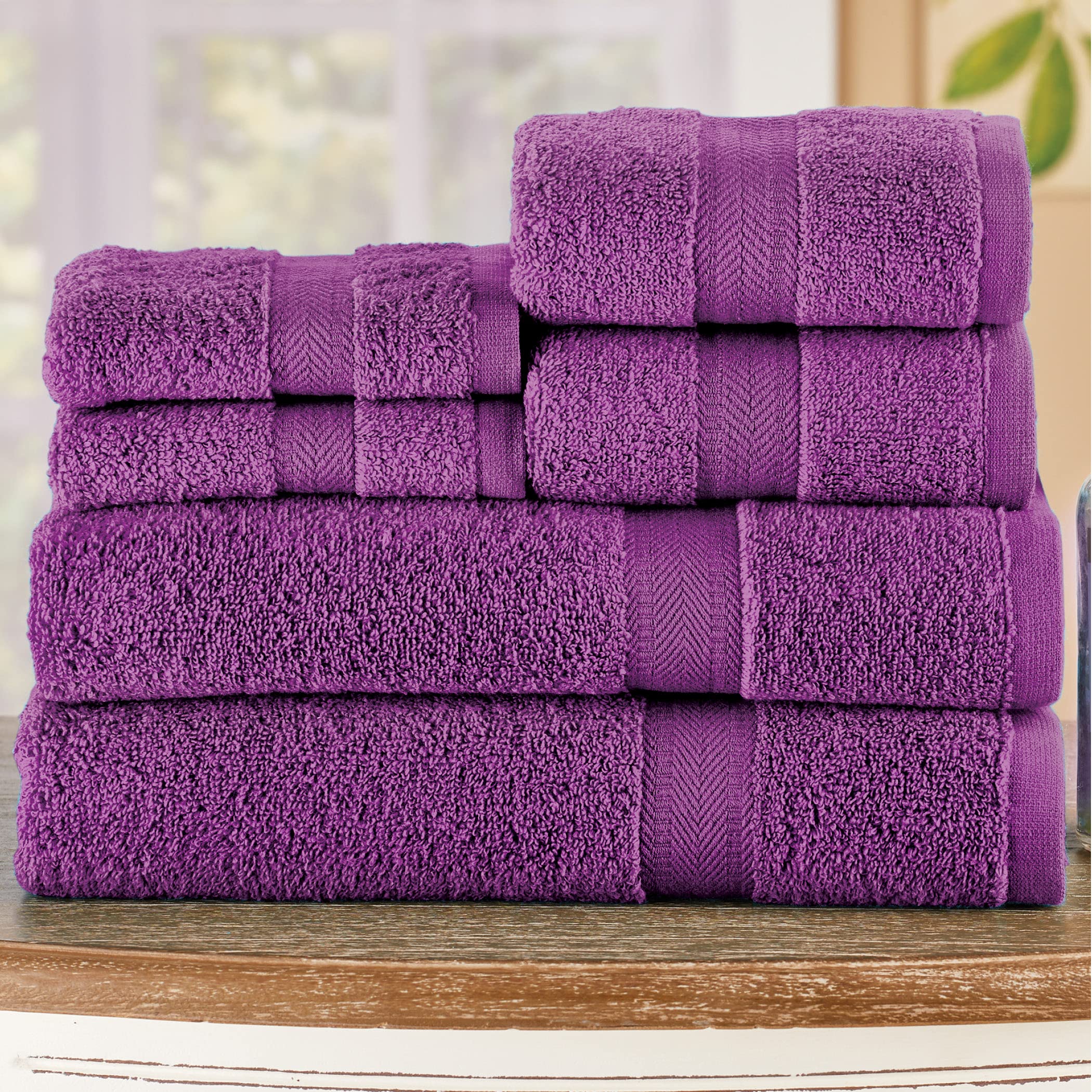 Luxury Bath Towel Set of 6 - 100% Cotton Hotel Quality Bath Towels for Bathroom, Spa & Travel - Soft Absorbent Quick-Drying Towels for Home, Gym & Beach Use