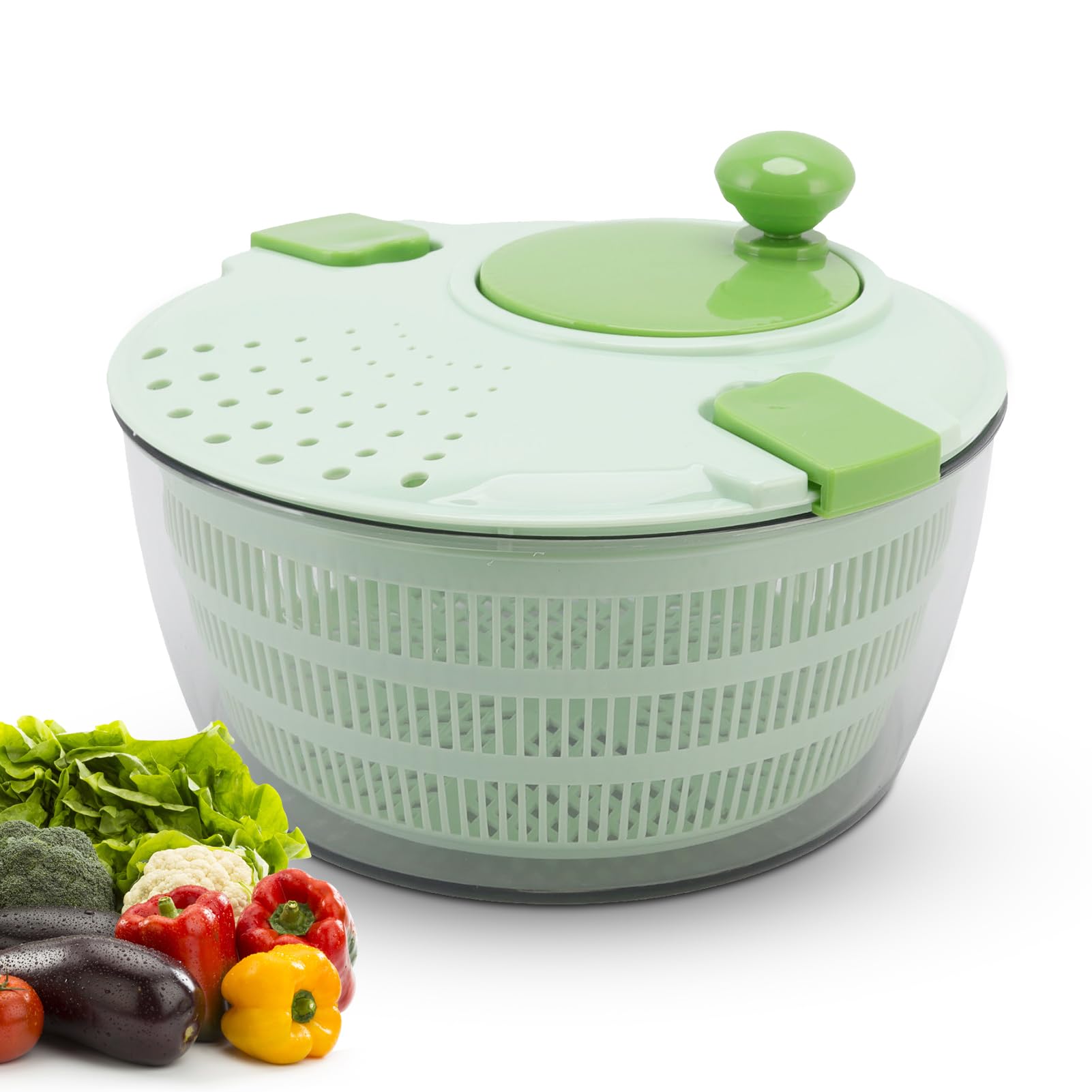 3.6 Qt Large Salad Spinner with Secure Lid Lock & Ergonomic Handle - BPA-Free Lettuce, Vegetable, Fruit, Berry & Herb Dryer for Fresh Greens - Perfect for Kitchen, Meal Prep & Healthy Eating