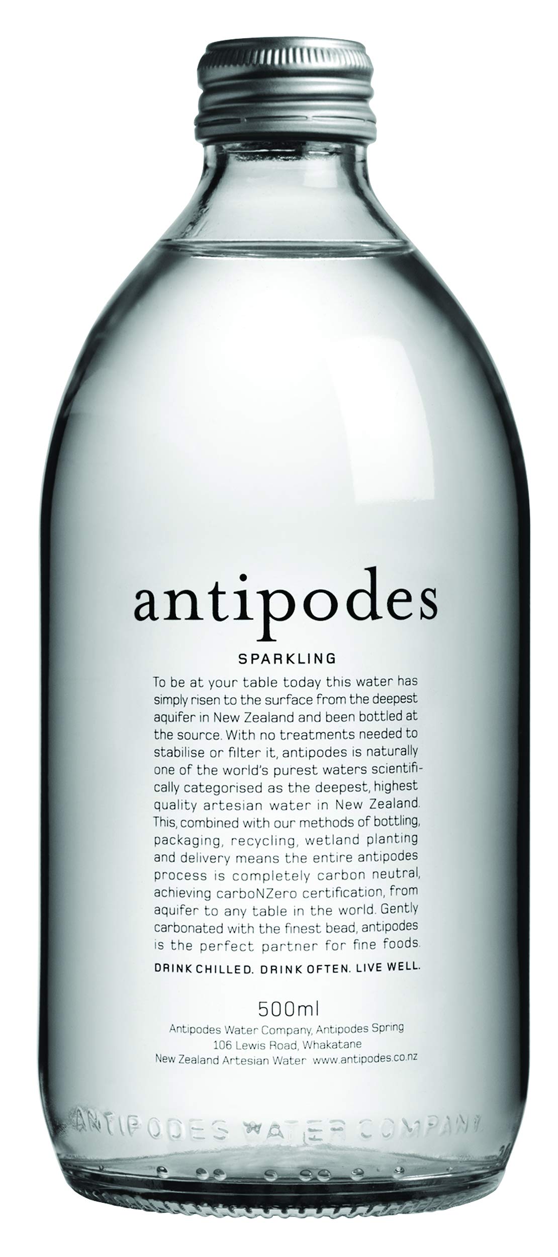 Antipodes Sparkling Mineral Water - 12 Pack of 16.9 oz (500mL) Glass Bottles - Premium Natural Spring Water for Parties, Weddings & Healthy Hydration