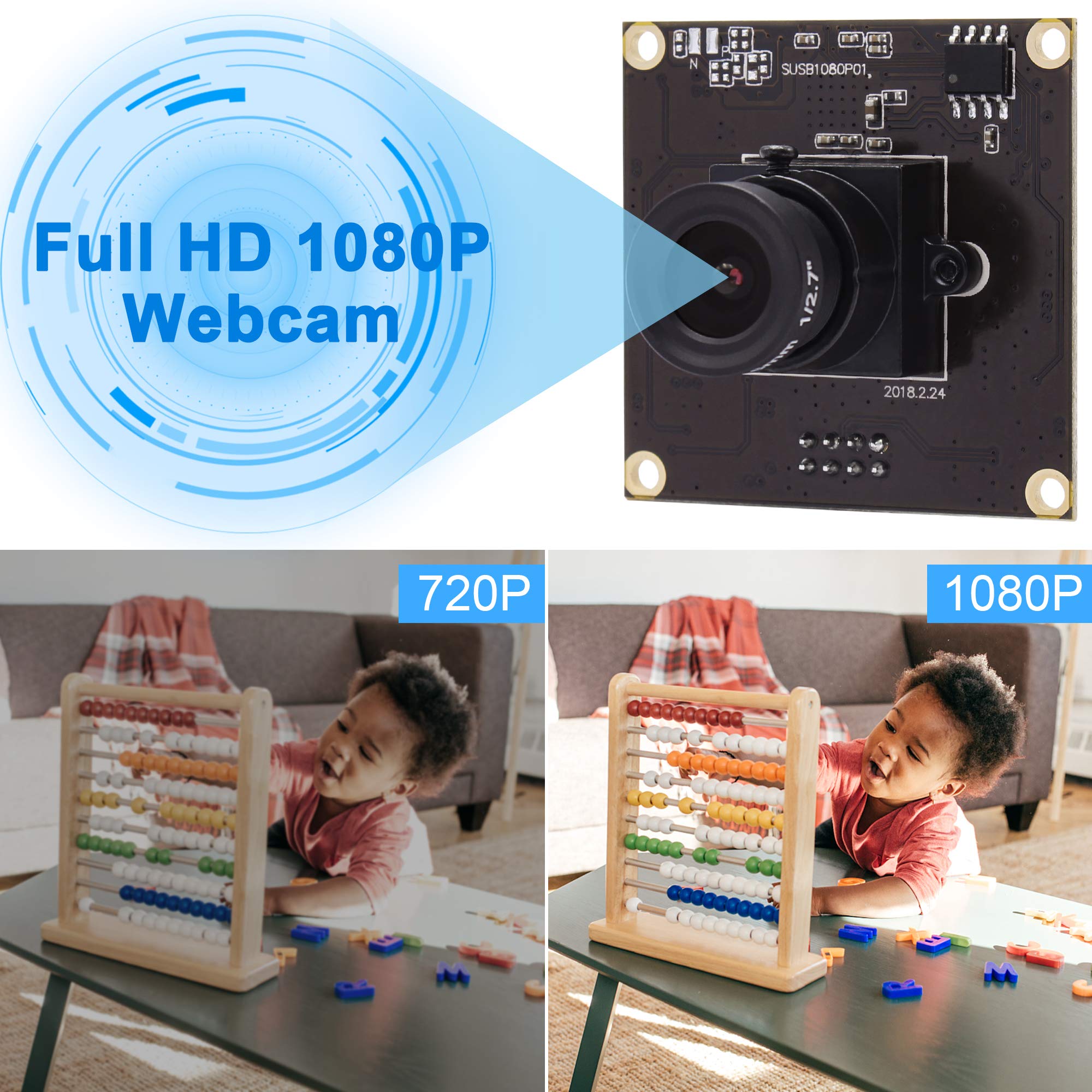 High Speed USB 3.0 Webcam with IMX291 Sensor - 2MP Full HD 1080P (1280x1080@50fps) Plug & Play Camera for Windows, Linux & Raspberry Pi - Perfect for Video Conferencing, Live Streaming & Home Security Monitoring