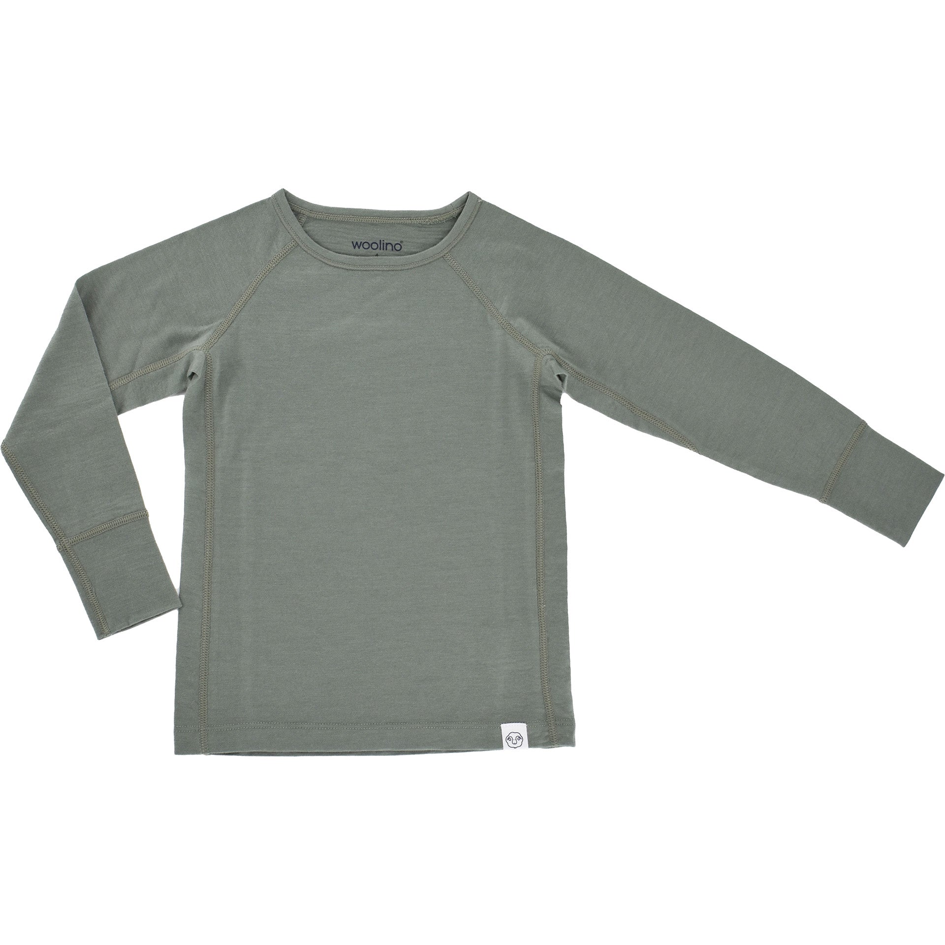 Kids Merino Wool Base Layer - Long Sleeve Thermal Top in Sage Green | Perfect for Winter Outdoor Activities & Layering