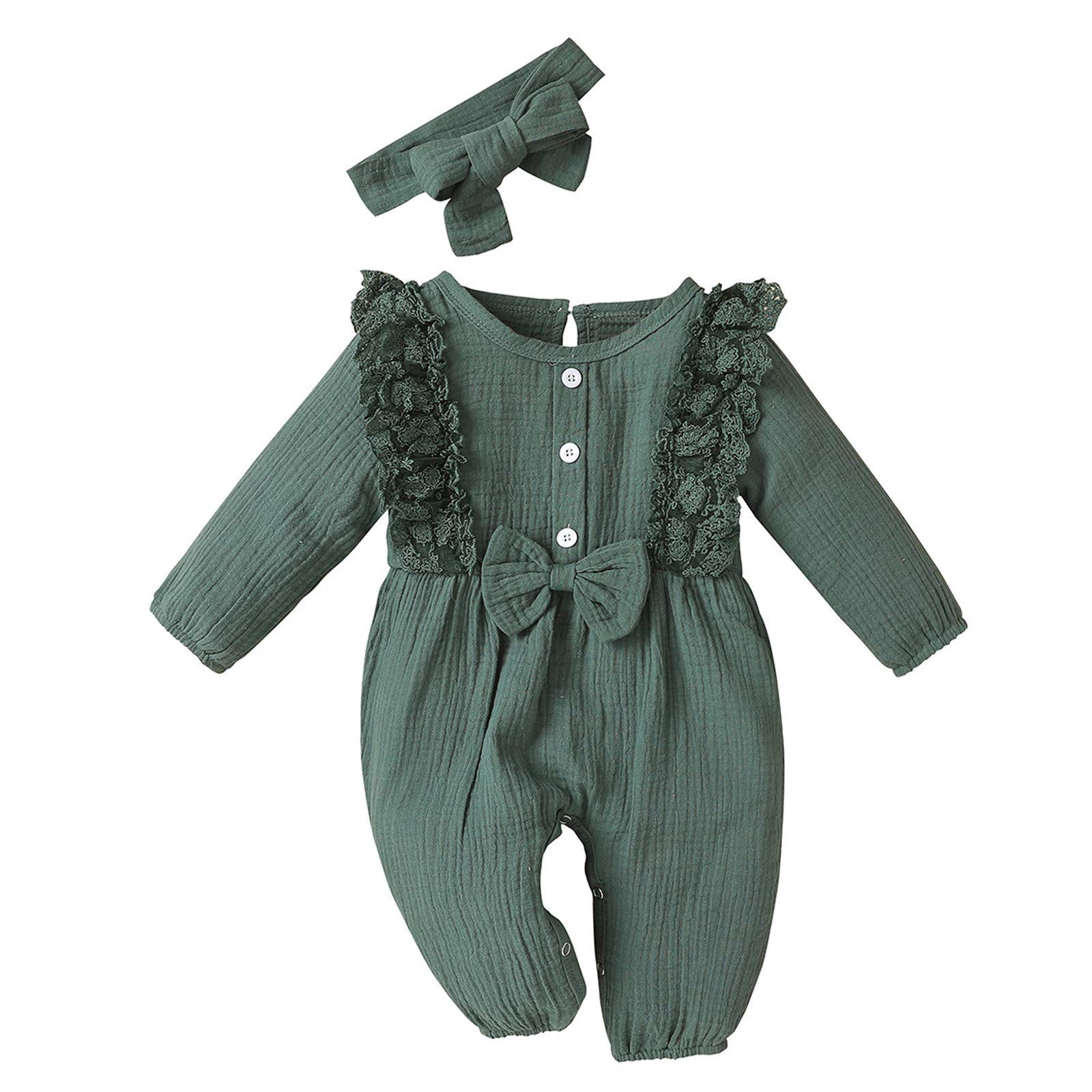 **Cotton Baby Girl Romper with Bow & Lace - Soft Infant Jumpsuit for 0-24 Months - Perfect for Photos, Parties & Everyday Wear**    (If the original title had Chinese, it would be translated to English and optimized similarly.)