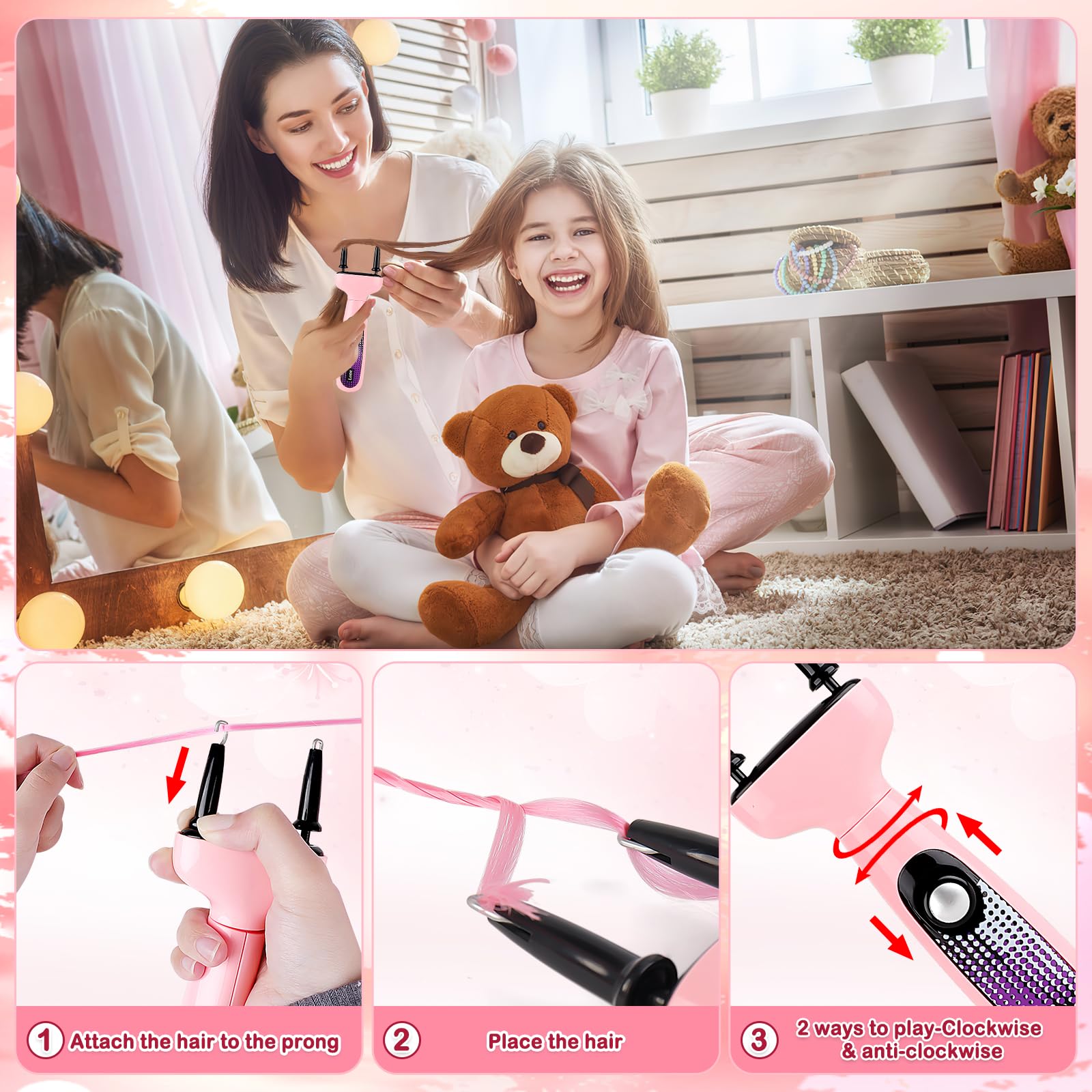 deAO 34PCS Kids Beauty Salon Toy Kit for Girls - Hair Styling Accessories, Handbag, Bluetooth Headset, Camera & Princess Makeup Toys | Pretend Play, Birthday Gift & Role-Playing Fun for Toddlers