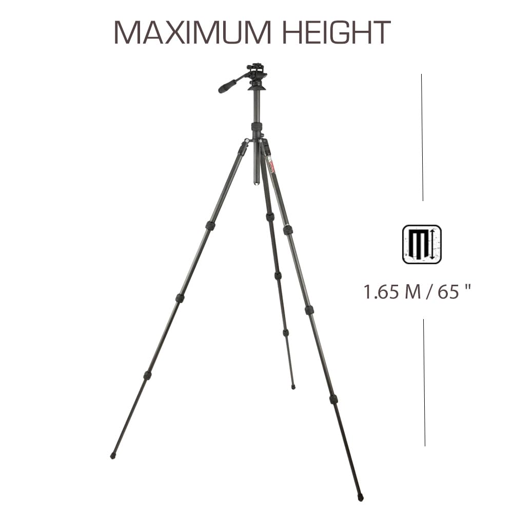3 Legged Thing Billy Carbon Fiber Video Tripod Kit - Compact & Lightweight Travel Tripod (Darkness Matte Black) for Vlogging, Photography & Outdoor Adventures