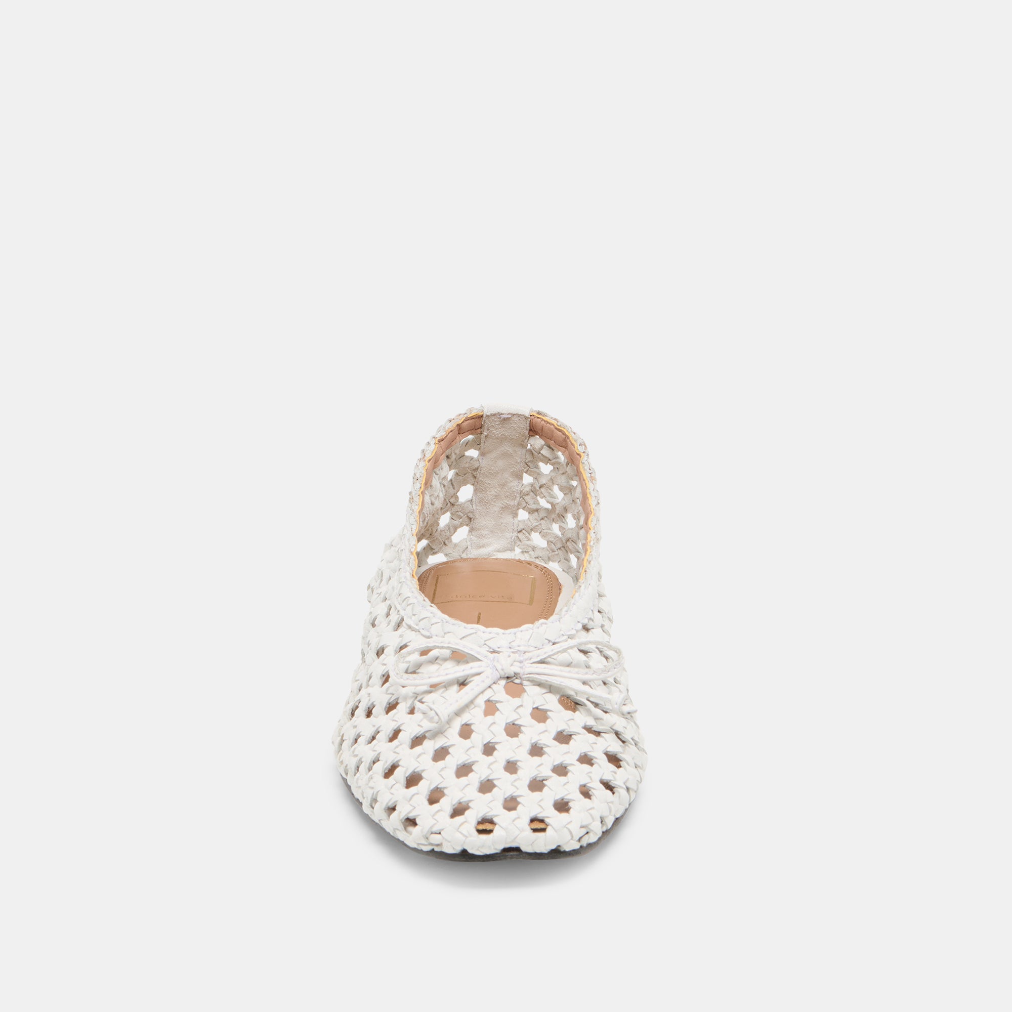 EDDA Women's Ballet Flats - Bone Woven Leather Comfortable Slip-On Shoes for Work, Office & Casual Wear