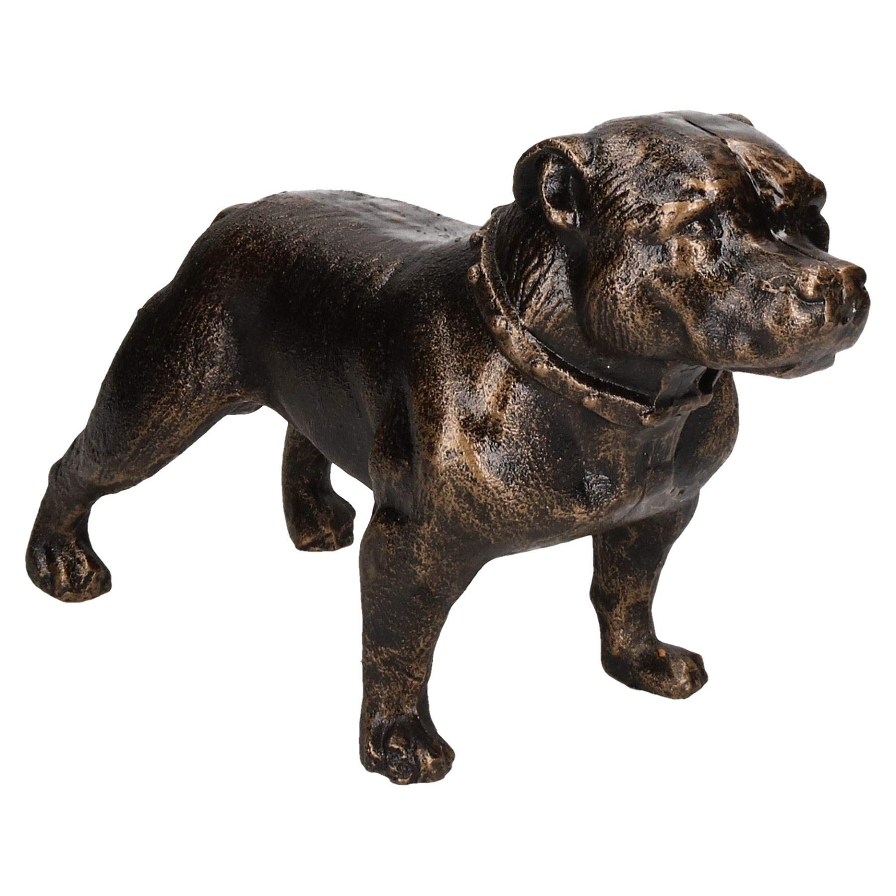 AB Tools Pit Bull Terrier Dog Cast Iron Statue - Heavy Duty Sculpture Trophy for Home Decor, Office Display, or Gift for Dog Lovers - Durable Staffy Ornament for Shelves, Desks, and Collections