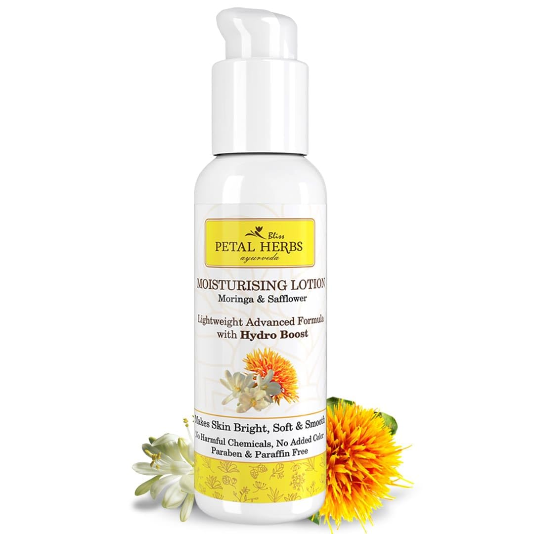 Organic Ayurvedic Moringa Oil-Free Face Moisturizer for Dry Skin - Reduces Damage & Lightens Dark Spots - 100ml - Perfect for Daily Skincare Routine & Sensitive Skin Care