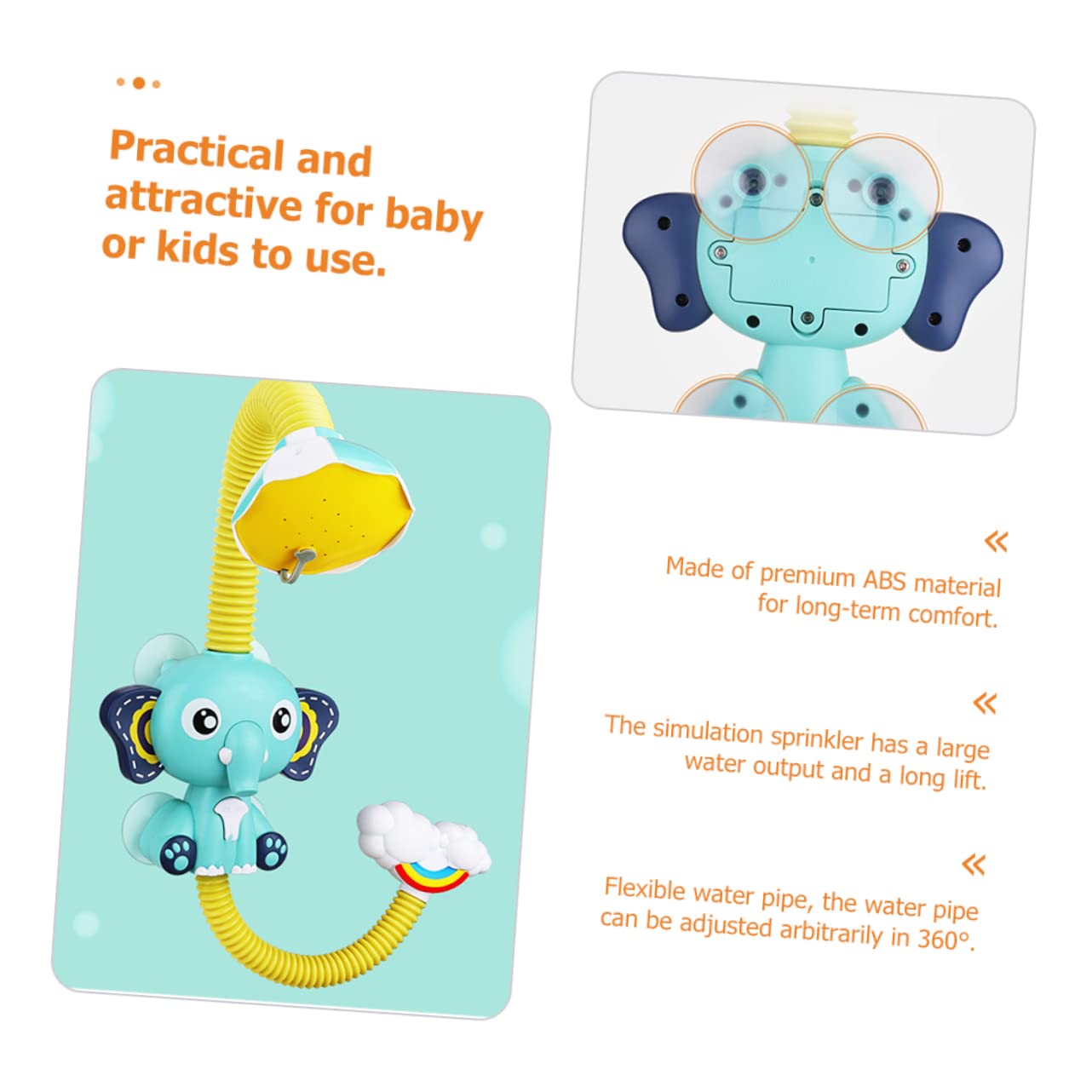 FAVOMOTO 3-Pack Elephant Shower Spray Toys - Fun Bath Time Sprayer for Kids, Water Splash Bathtub Toys for Toddlers (BPA-Free Plastic) - Perfect for Baby Bath Time, Pool Parties & Outdoor Water Play
