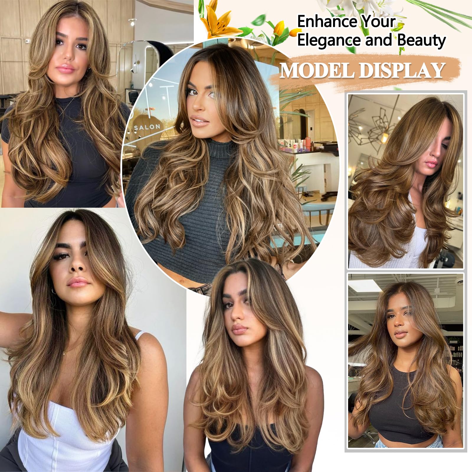 4PCS Clip-In Hair Extensions for Women – 20 Inch Thick Long Straight Layered Invisible Lace Weft – Perfect for Volume, Length & Styling – Great for Parties, Weddings & Daily Wear