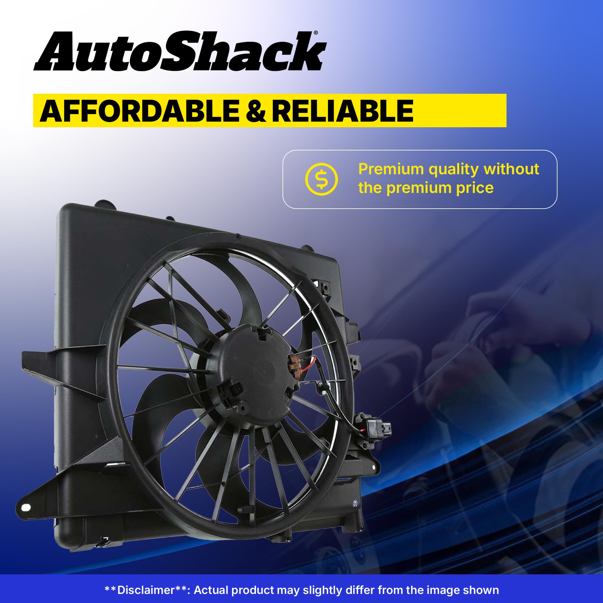 AutoShack Dual Cooling Fan Assembly Replacement for 2007-2013 Chevy Silverado 1500, Tahoe, Suburban, Avalanche & GMC Sierra 1500, Yukon XL 1500 V8 4WD/AWD/RWD - FA720655 - Perfect for Engine Cooling & Overheating Prevention
