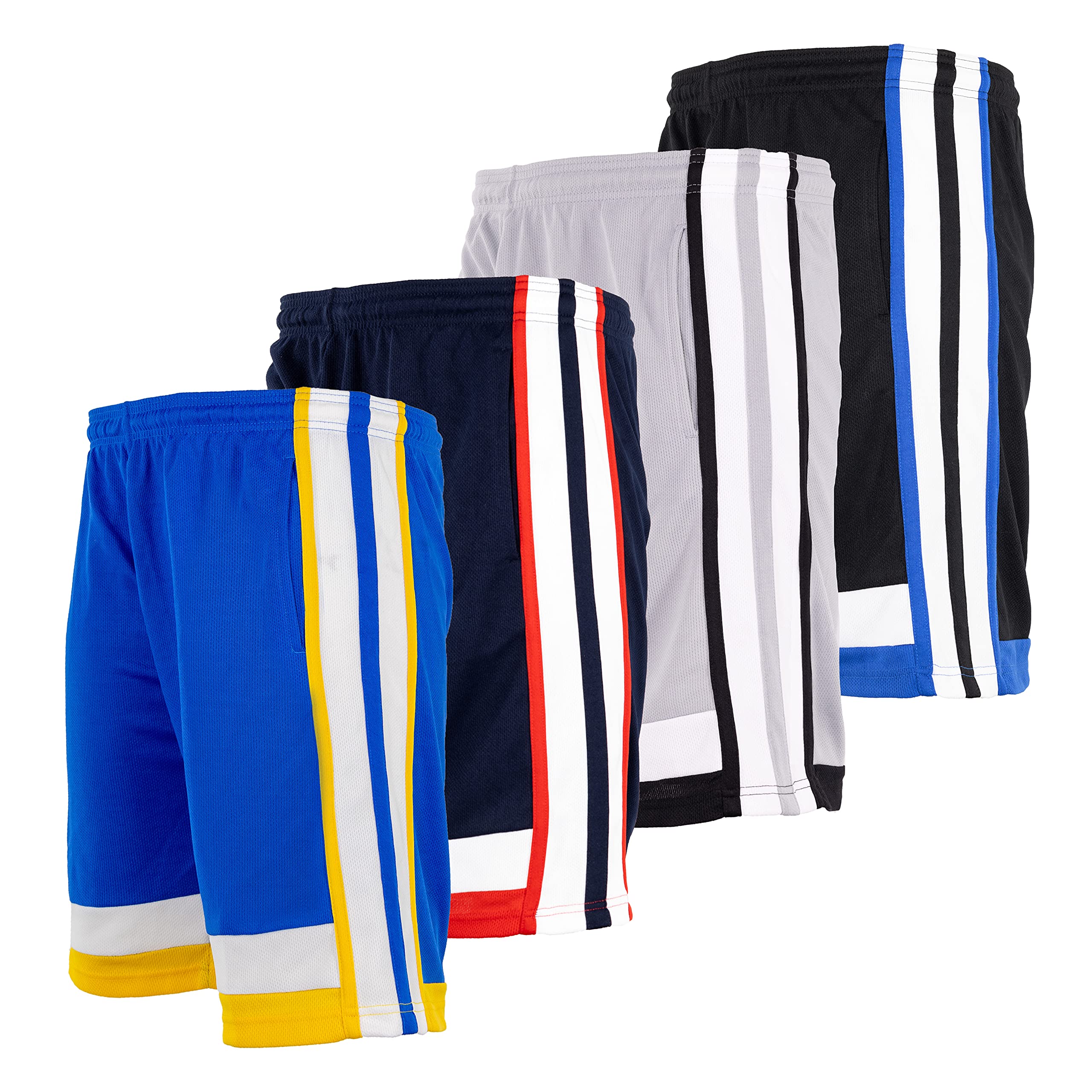**High-Performance Men's Basketball Shorts - 4 Pack for Sports, Fitness & Workouts - Breathable & Durable for Gym, Running & Casual Wear**