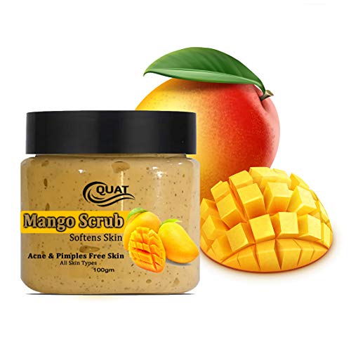 Quat Mango Scrub - Revitalizing Skin Whitening Face Exfoliator for Glowing Skin | Natural Brightening Scrub for Oily & Dry Skin Types | Men & Women | 100g | Perfect for Daily Skincare Routine & Spa Treatments