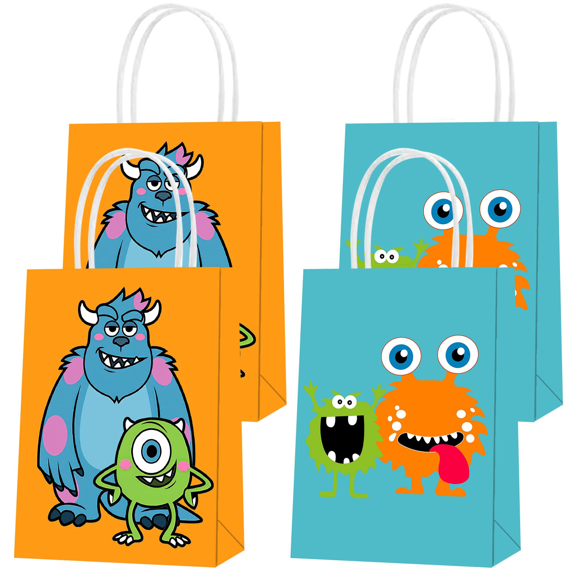 16 PCS Monster Themed Party Favor Bags - Halloween Goody Treat Candy Bags for Kids Birthday Party Decorations | Perfect for Monster Bash, Classroom Treats & Trick-or-Treat Favors