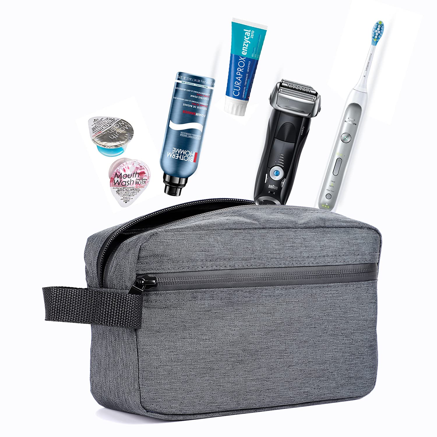 Etercycle Men's Travel Toiletry Bag - Waterproof Portable Shaving Kit Organizer with Hanging Hook for Toiletries Accessories (Dark Gray) - Perfect for Business Trips, Camping & Gym Essentials