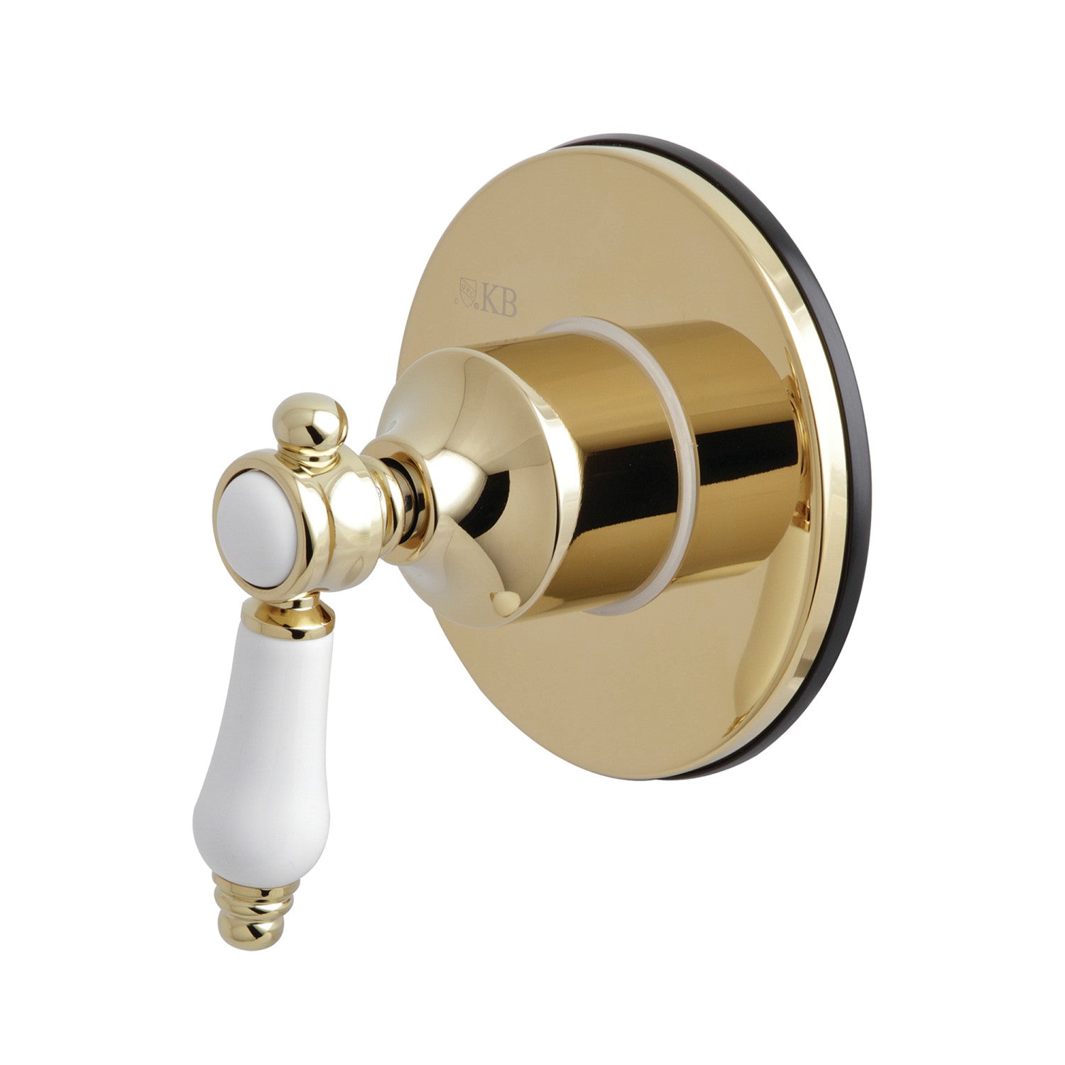 Bel Air KS3032BPL Single Handle 3-Way Diverter Valve with Round Trim Kit in Polished Brass - Perfect for Shower, Bathtub & Sink Faucet Installation