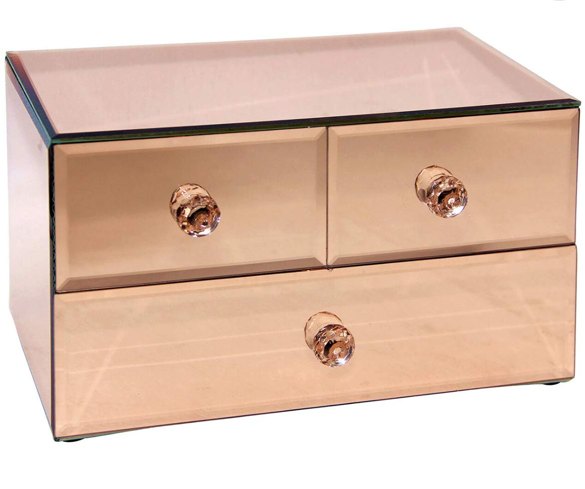 Rose Gold 3-Drawer Vanity Organizer for Makeup Storage | Jewelry & Cosmetic Organizer | Perfect for Bedroom, Bathroom & Dressing Table Organization