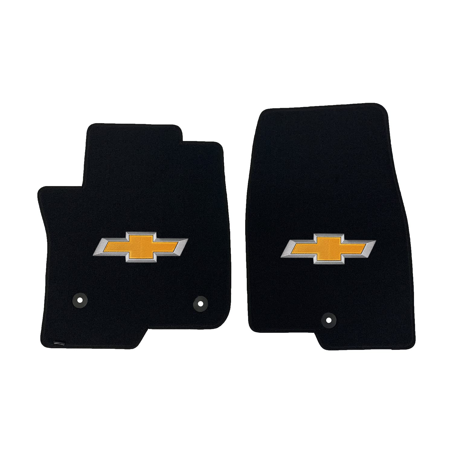 Premium Custom-Fit Carpeted Floor Mats for 2021+ Chevy Tahoe - Luxury Car Floor Liners with Gold Bowtie Design (Charcoal, 2-Piece Front Set) - Perfect for All-Weather Protection & Interior Style Enhancement