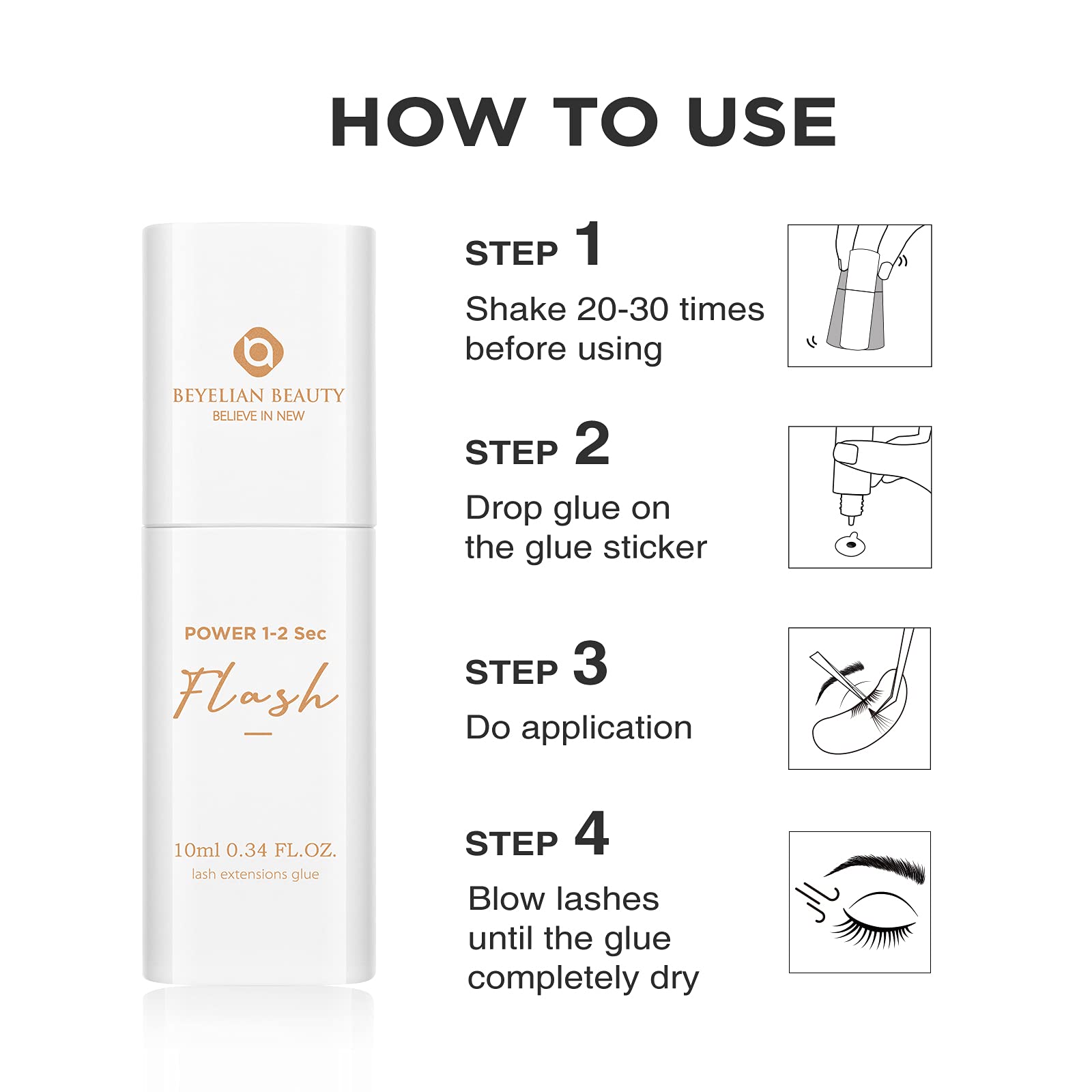 Professional Eyelash Extension Glue 10ml - Fast Drying 1 Second, Long Lasting 6-7 Weeks Retention - Smart Drop Technology for Classic & Volume Lashes (0.03ml per Drop) by BEYELIAN - Perfect for Salon Professionals & DIY Lash Artists at Home