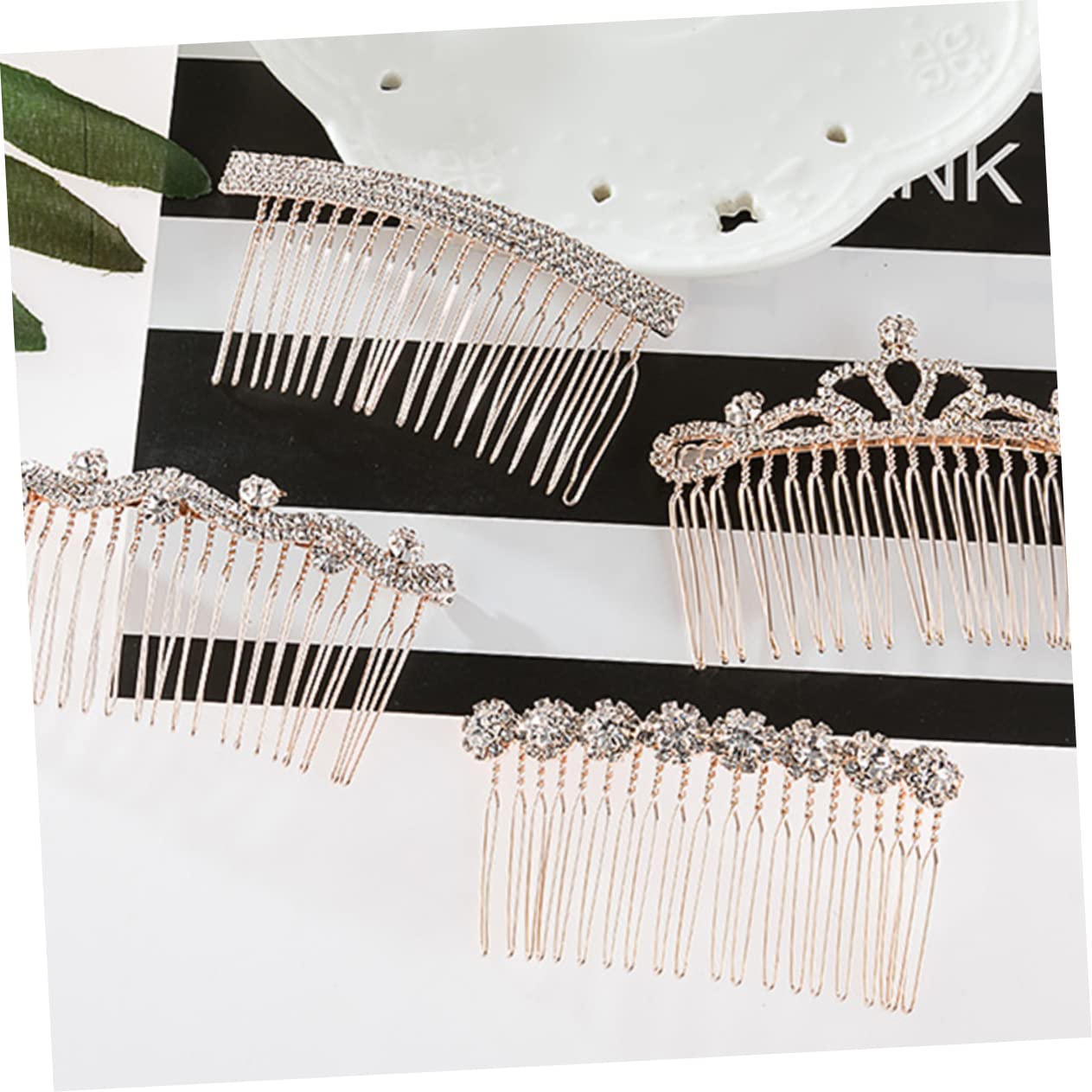 12 Pcs Silver Rhinestone Bridal Hair Combs for Fine Hair - Crystal Flower Alloy Side Combs for Wedding, Prom & Special Occasions - Elegant Hair Accessories for Brides, Bridesmaids and Formal Events