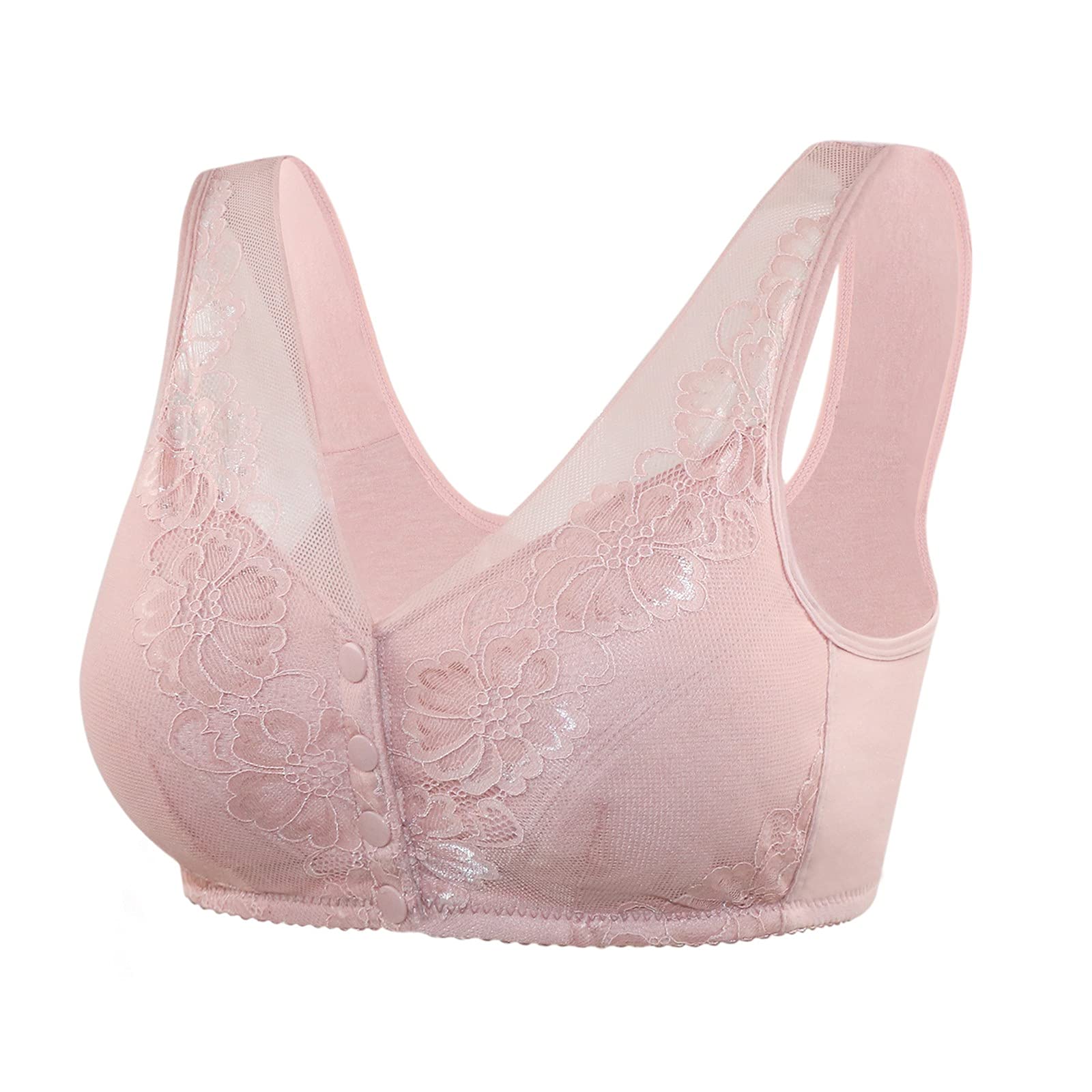 Plus Size Women's Breathable Sports Bra with Lace Trim - Comfortable Yoga Underwear & Sexy Lingerie in Pink (Size 40) - Perfect for Workouts, Lounge Wear & Intimate Occasions