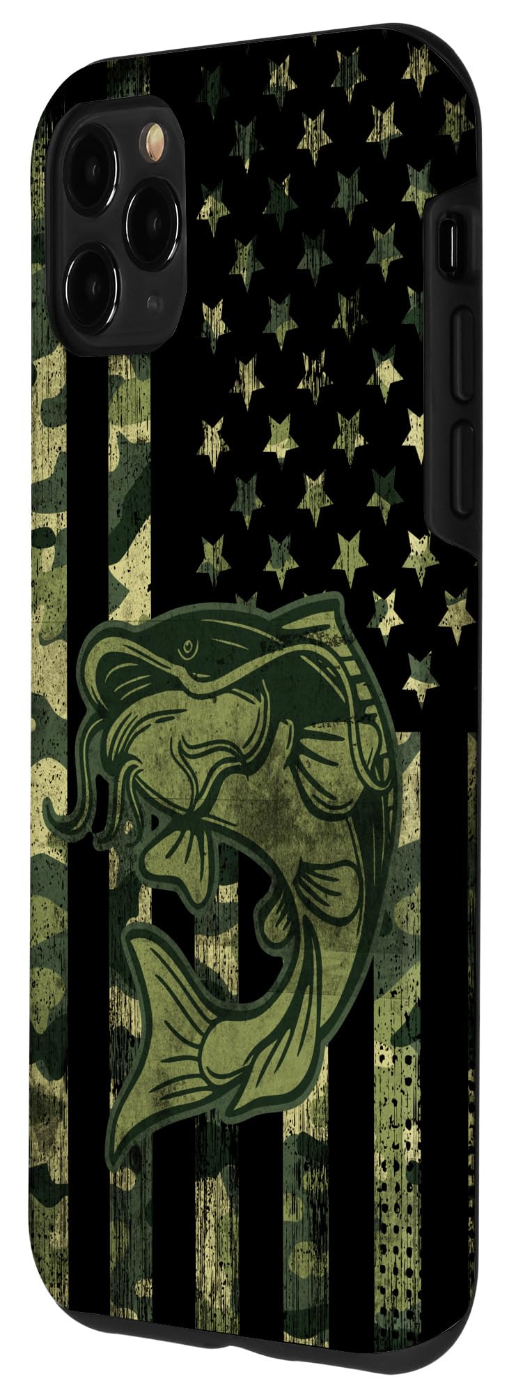 iPhone 11 Pro Max Camo American Flag Case - Patriotic Waterproof Phone Cover for Fishing, Hunting & Outdoor Adventures