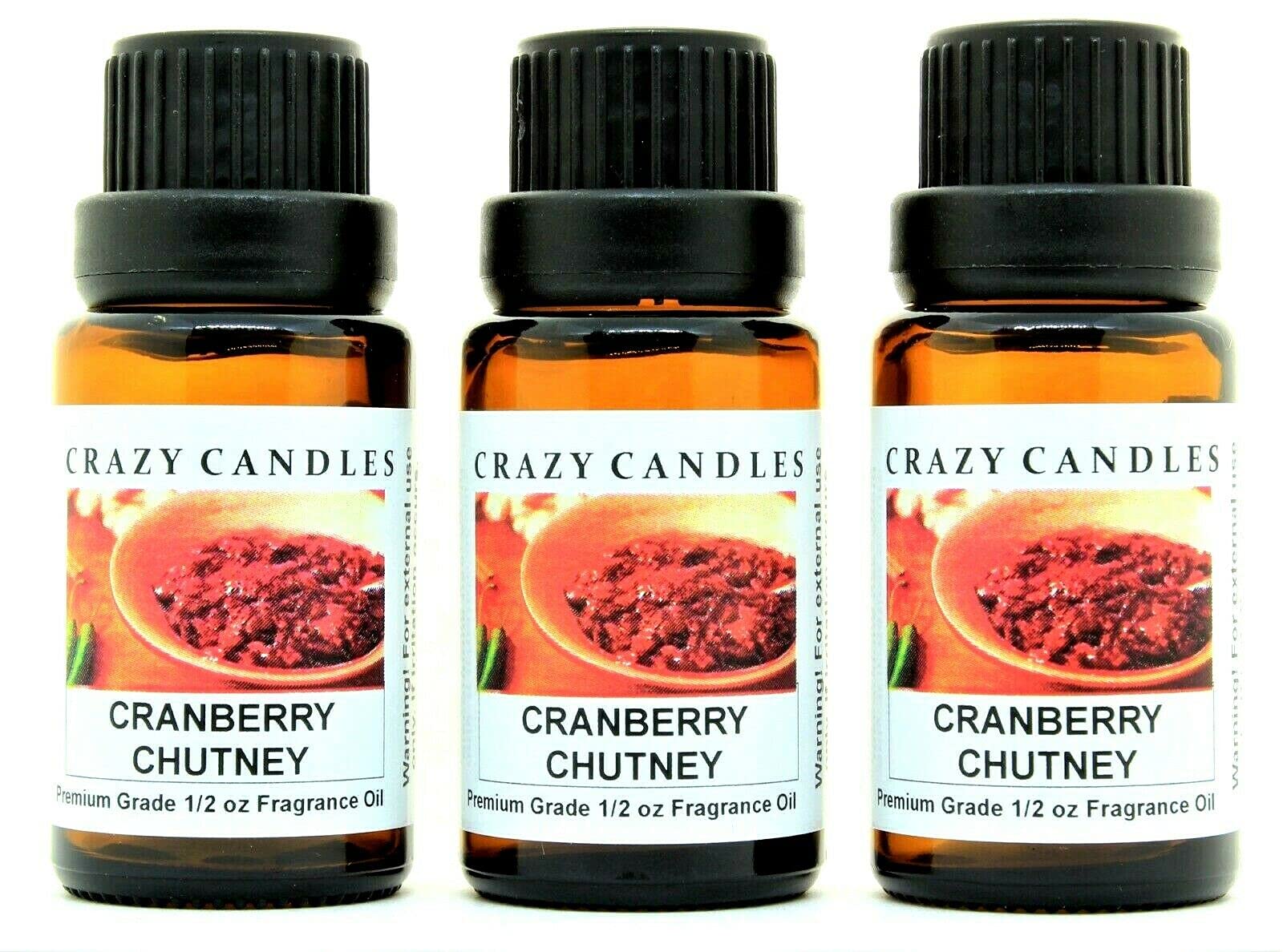 Premium Cranberry Chutney Scented Fragrance Oil - 3 Pack (1/2 FL Oz/15ml Each) - Aromatherapy, Candle Making & Home Fragrance Oil for Diffusers, Soaps & DIY Projects