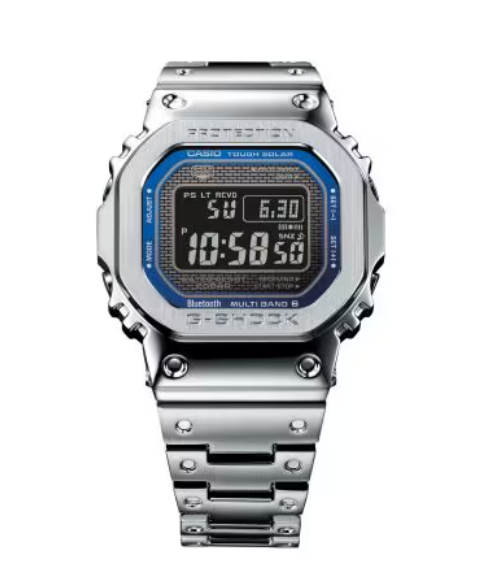 Casio G-Shock GMWB5000D-2 Full Metal Silver Solar-Powered Men's Watch - Durable Waterproof Digital Watch for Outdoor Sports & Everyday Wear