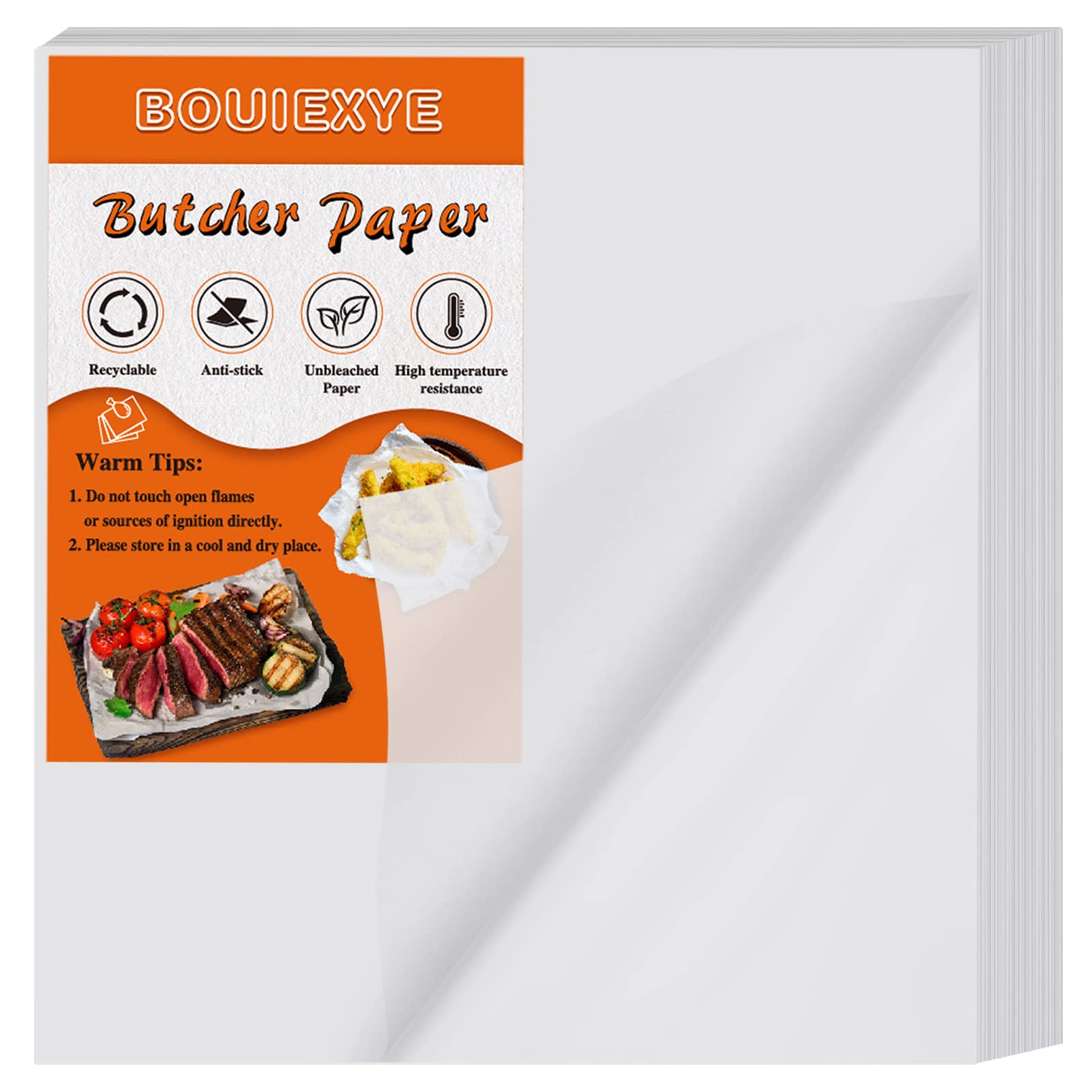 120-Piece White Butcher Paper for Sublimation - 12x12 Inch Wax-Free Precut Meat Wrapping Sheets | Heat Press & Food Safe Disposable Butcher Paper for BBQ, Meat Packaging & Craft Projects
