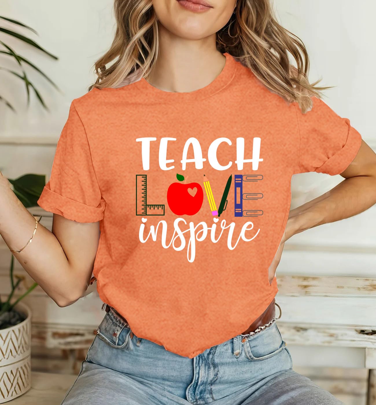 Inspiring Women's Teacher T-Shirt - Teach Love Inspire Kindness Shirt for Educators | Perfect for Classroom, Teacher Appreciation & School Events