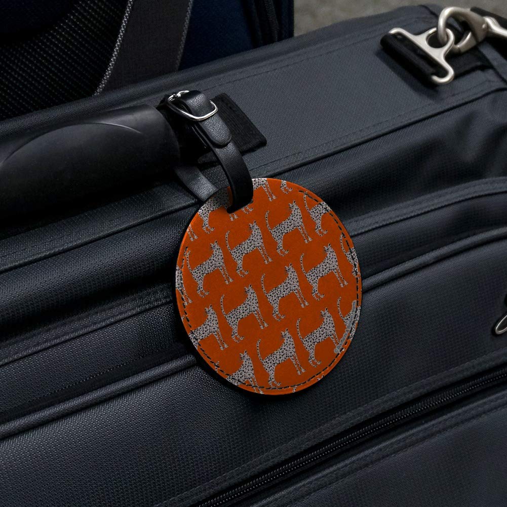 Cheeky Cheetahs Round Leather Luggage Tag - Durable Suitcase ID Tag for Carry-On Bags - Perfect for Travel Identification & Baggage Tracking