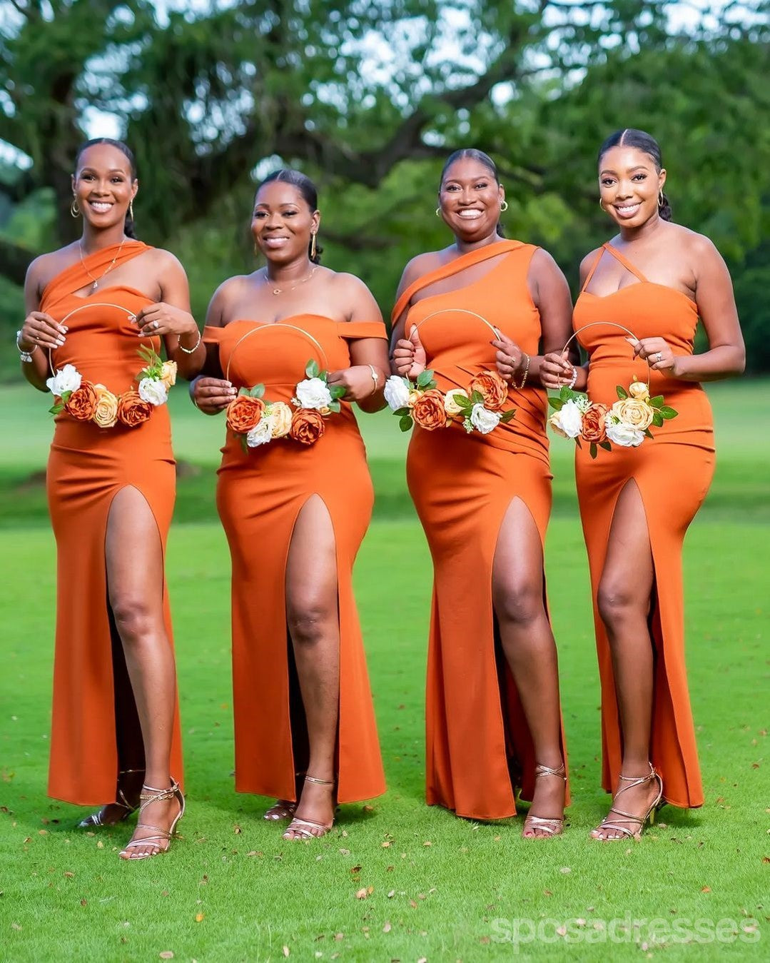 Elegant Mismatched Mermaid Side Slit Maxi Long Bridesmaid Dresses for Wedding Party - WG1810 | Formal Evening Gowns for Beach Weddings, Prom & Special Occasions