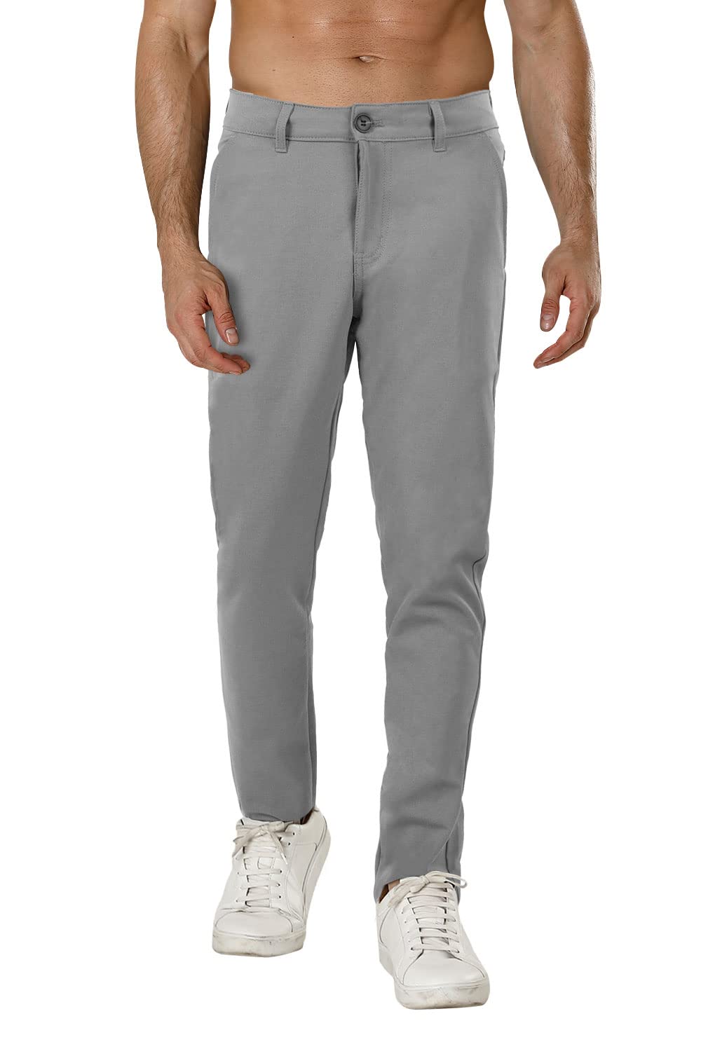 GINGTTO Men's Slim Fit Flat-Front Chino Pants - Comfortable Stretch Dress Pants for Business Casual & Office Wear