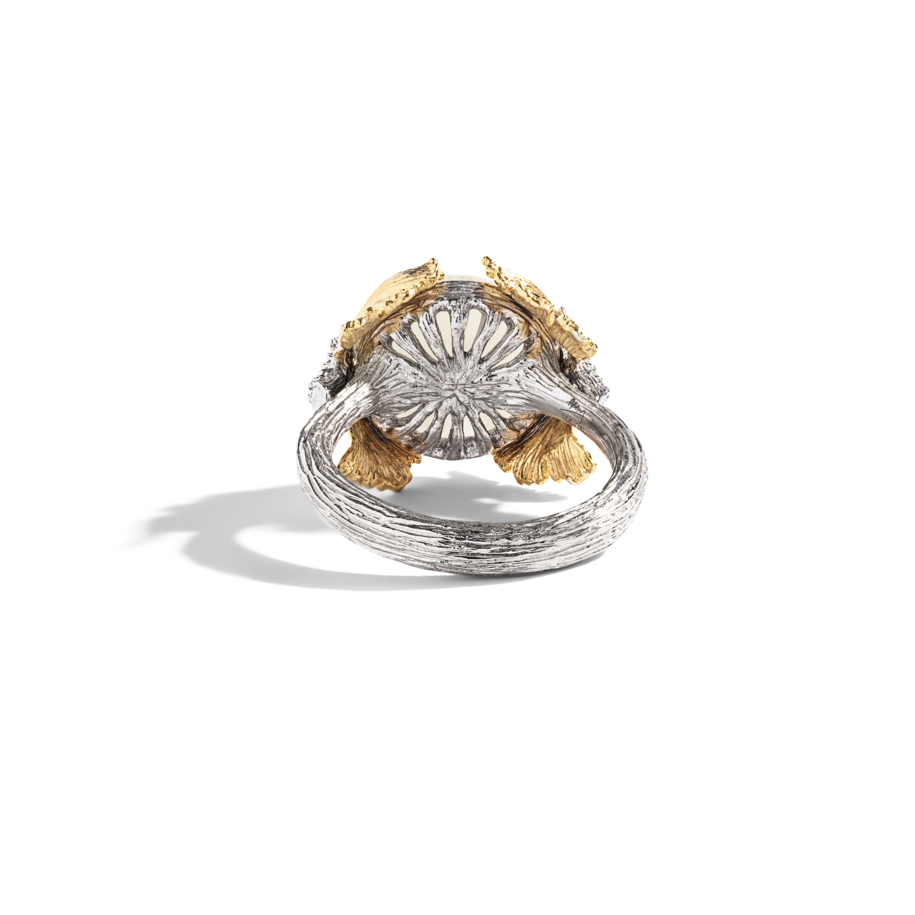 Butterfly Ginkgo Ring with Moonstone & Diamonds - Elegant Nature-Inspired Jewelry for Women, Perfect for Weddings, Anniversaries & Special Occasions