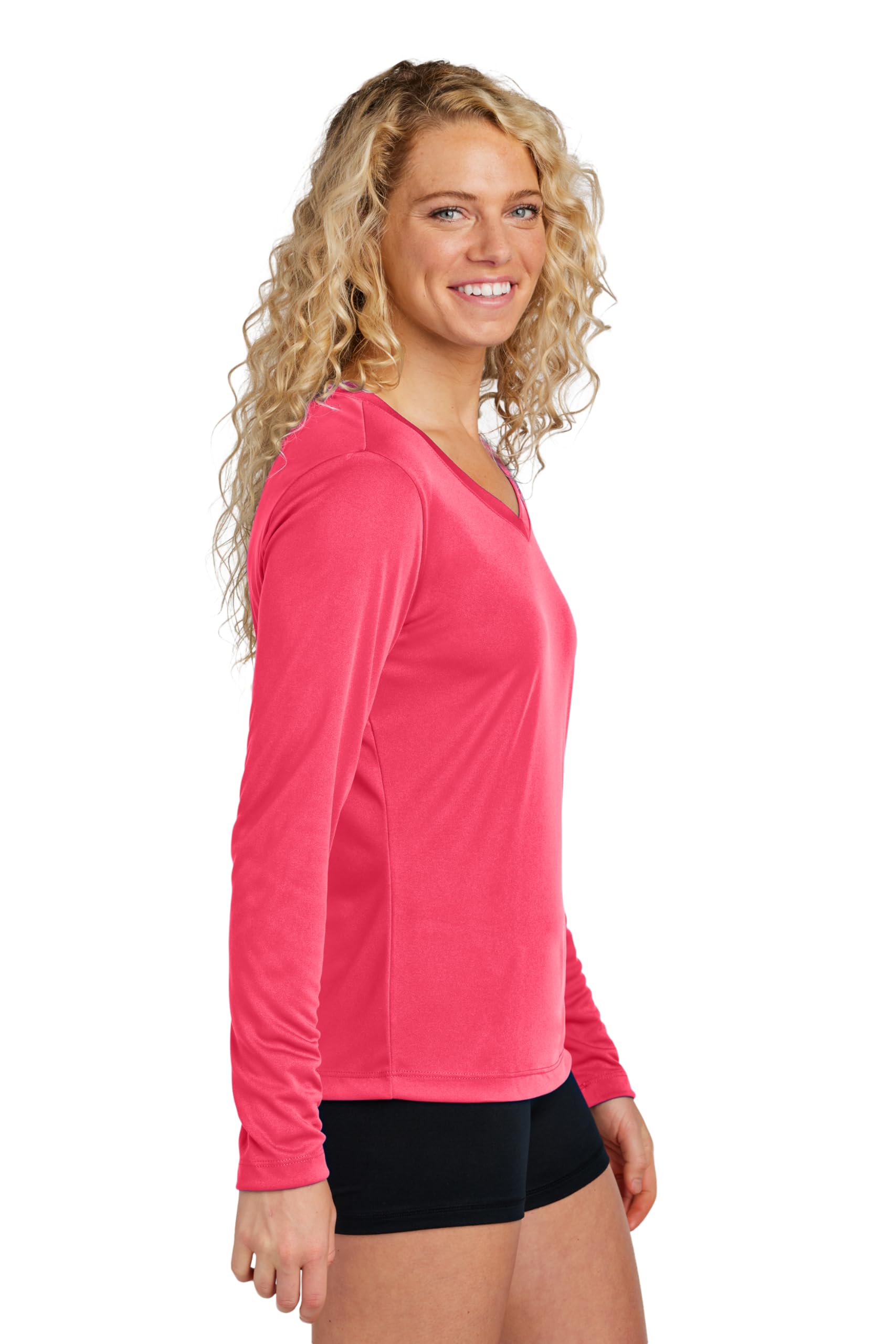 Women's Long Sleeve V-Neck Workout Tops - Gym & Yoga Shirts (Plus Sizes)
