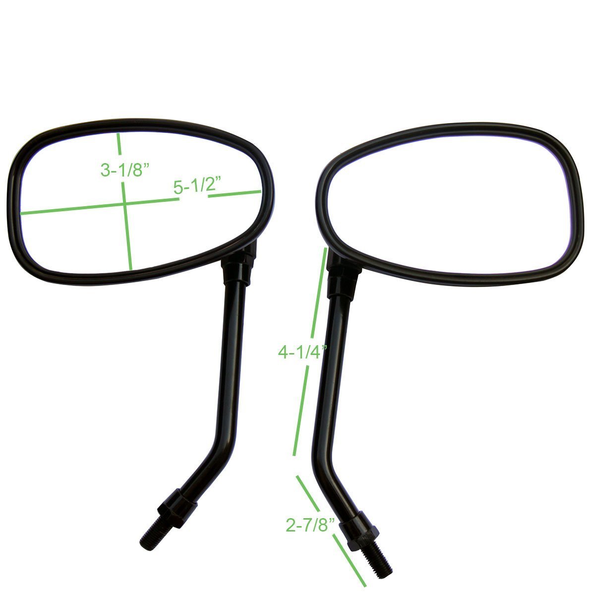 Black Oval Rear View Mirrors for 2007 Yamaha V Star 1300 XVS1300A - Durable Motorcycle Side Mirrors for Enhanced Safety & Style - Perfect for Cruising, Commuting & Highway Riding