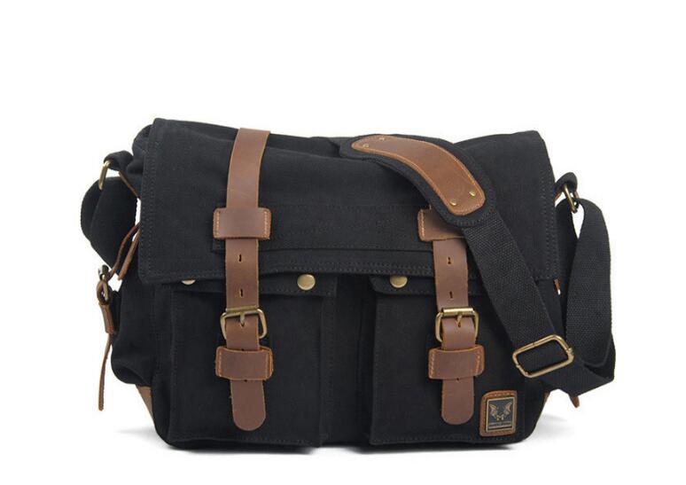 Men's Canvas Messenger Bag - Durable & Stylish in Grey, Green, Black - Perfect for Work, Travel & Everyday Use