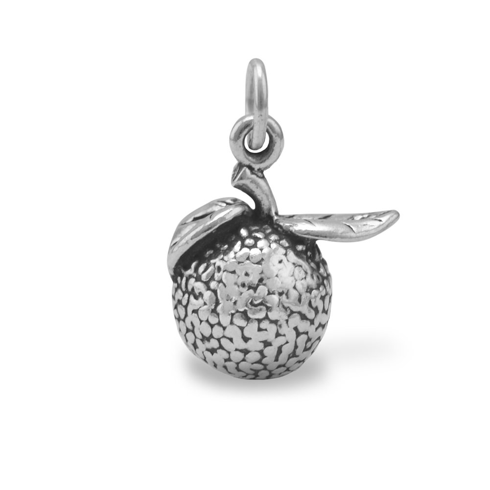 Orange Fruit Charm Sterling Silver Pendant Necklace - Elegant Citrus Jewelry for Women, Perfect for Everyday Wear & Gift Giving