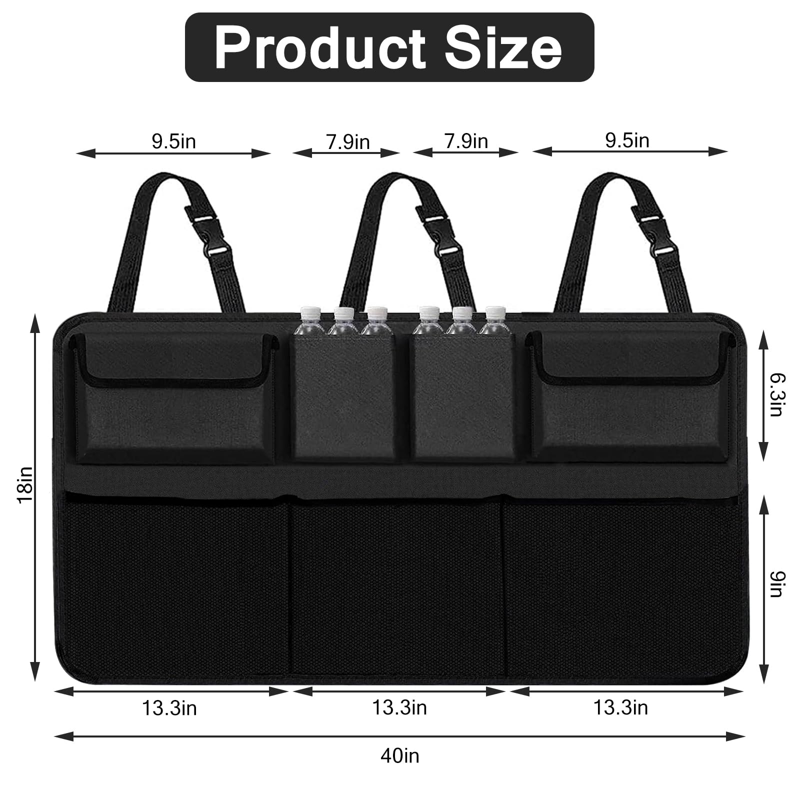 Car Trunk Organizer & Backseat Hanging Storage Bag - 7-Pocket Collapsible Cargo Organizer for SUV, Truck, MPV, Van | Durable Car Interior Accessories for Men & Women | Perfect for Road Trips, Grocery Shopping & Family Travel