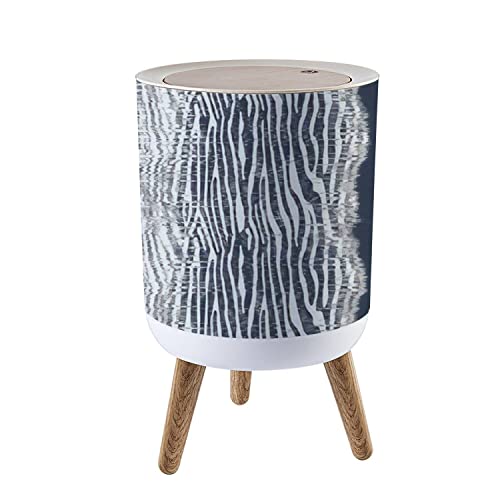 Small Trash Can with Lid - 7L/1.8 Gallon Press Top Dog Proof Wastebasket for Kitchen, Bathroom, Bedroom & Office | Ikat Ogee Dip Tie Dye Abstract Design with Mixed Zebra Skin Textures | Perfect for Home, Office & Dorm Recycling Bins